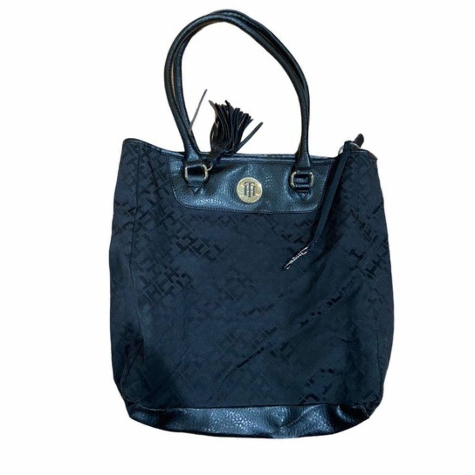 Tommy Hilfiger TOMMY HILFIGER Women's Medium Black Logo Handbag Size ONE SIZE - 1 Thumbnail
