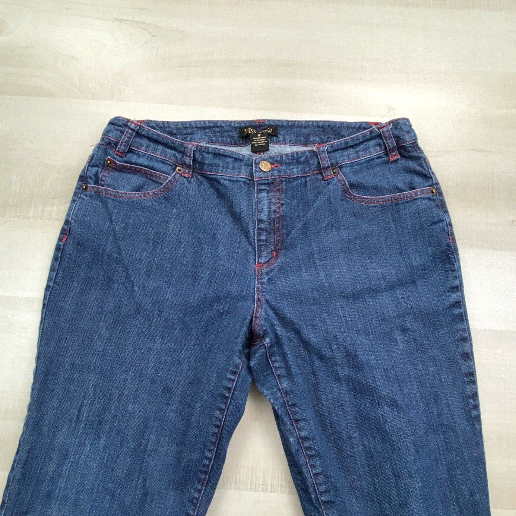 Vintage Miss Tina Womens Blue Denim Straight Mid Rise Jeans 32x28 Size 34" / US 12 / IT 48 - 2 Thumbnail