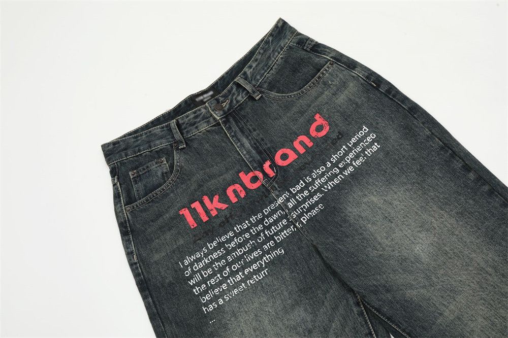 Japanese Brand × Jean Street casual hip-hop loose letter washed jeans y2k Size US 34 / EU 50 - 4 Thumbnail