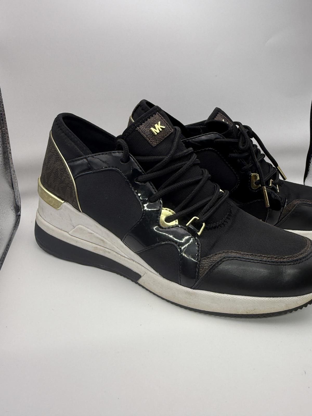 Michael Kors Michael Kors Women's Black and Gold Wedge Sneakers 8.5 Size US 8.5 / IT 38.5 - 2 Thumbnail
