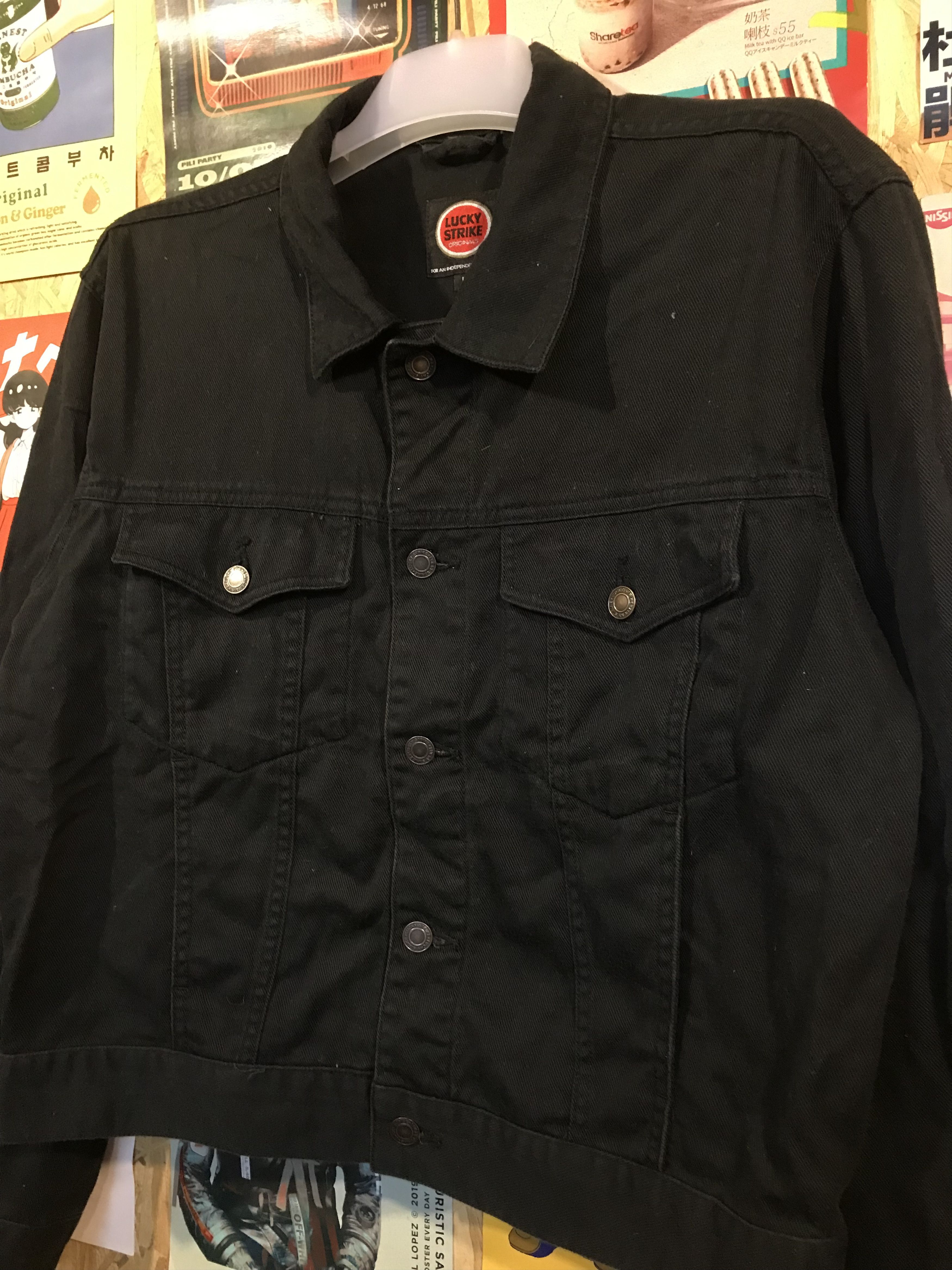 Japanese Brand Lucky Strike Racing Style Black Denim Jacket Japanese Brand Size US L / EU 52-54 / 3 - 11 Thumbnail
