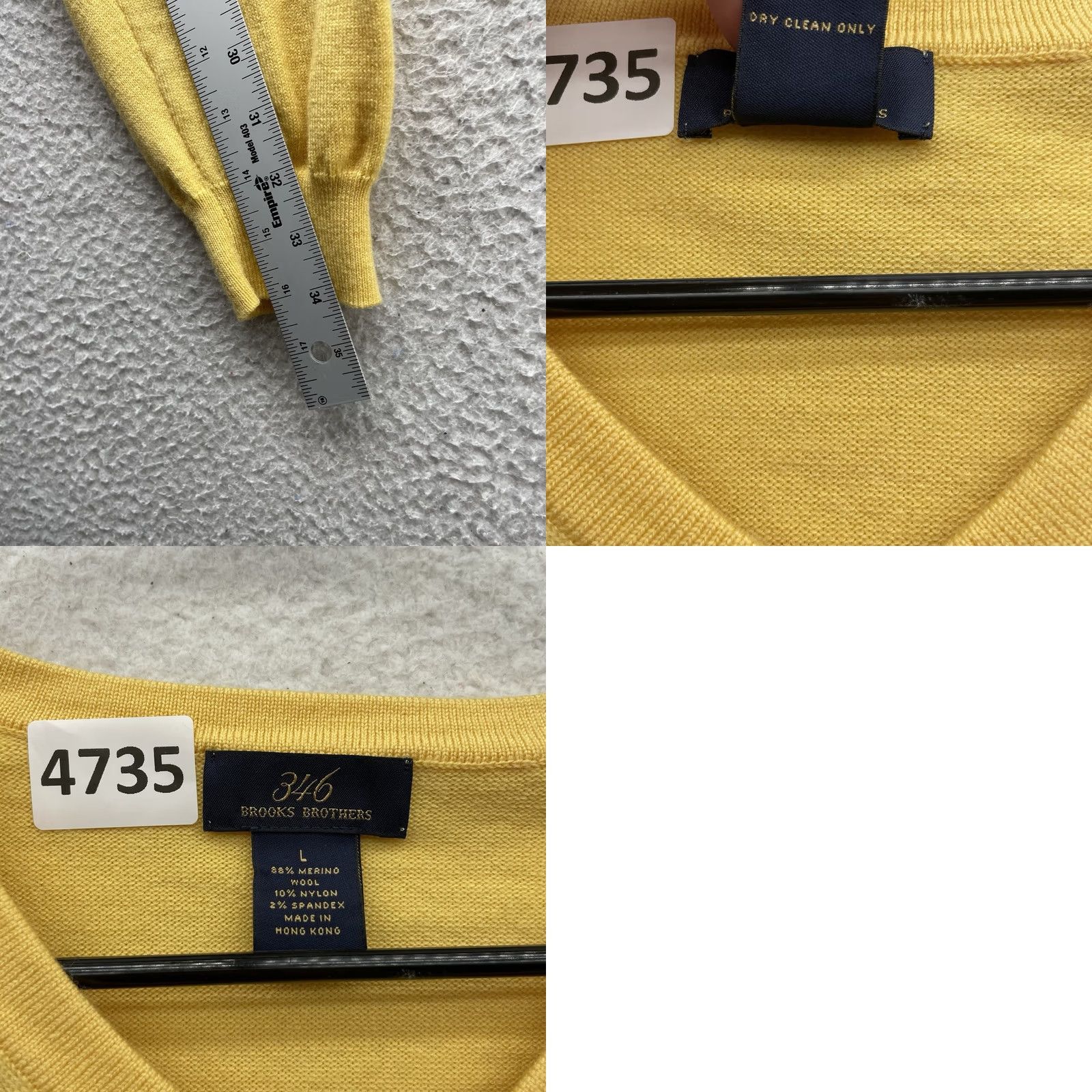 Brooks Brothers VINTAGE Brooks Brothers Sweater Mens L Yellow V-Neck Merino Wool Blend Stretch Size US L / EU 52-54 / 3 - 8 Thumbnail