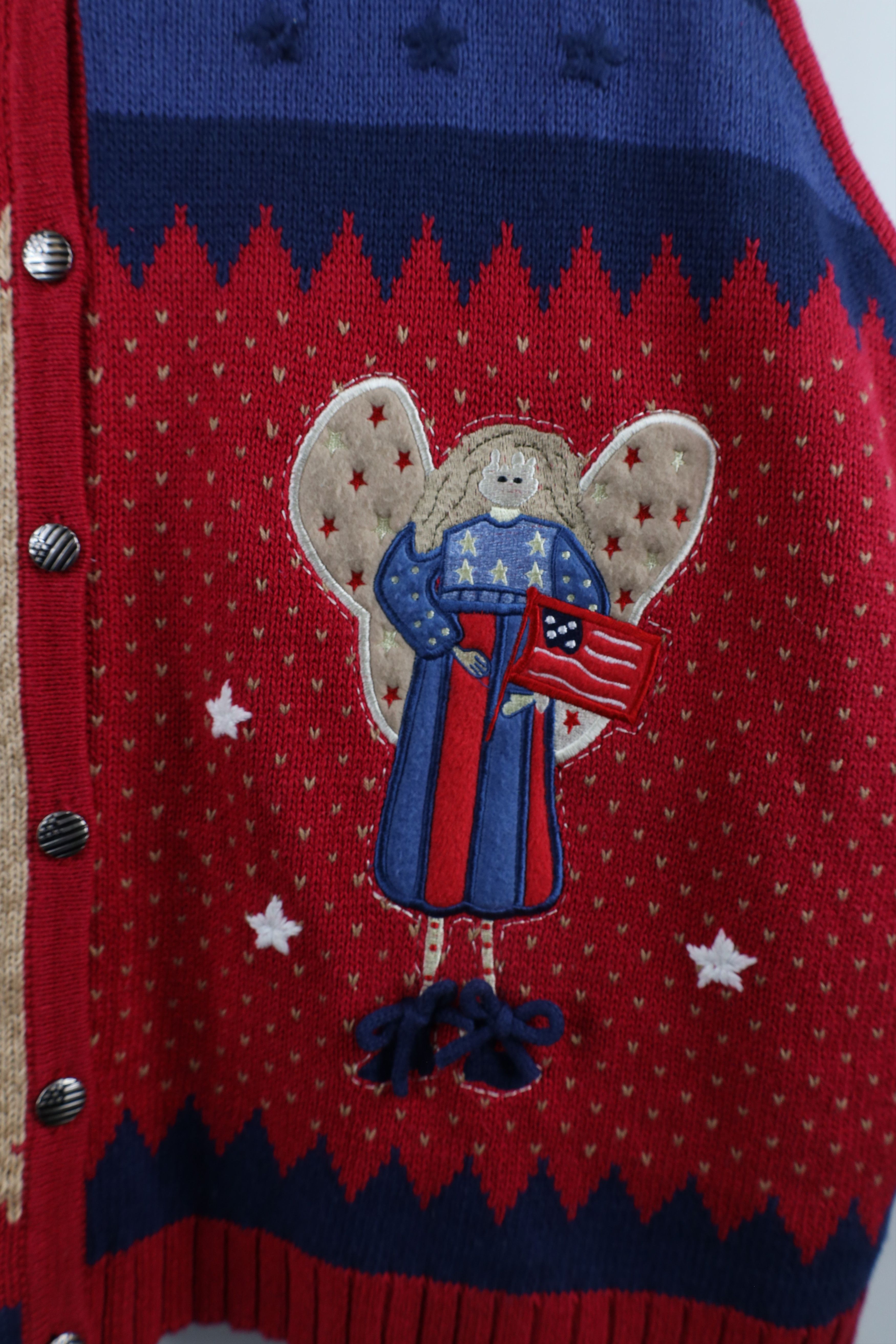 Vintage Vintage 90s Streetwear Flag Knit Cardigan Sweater Vest Size XXL / US 16-18 / IT 52-54 - 8 Thumbnail