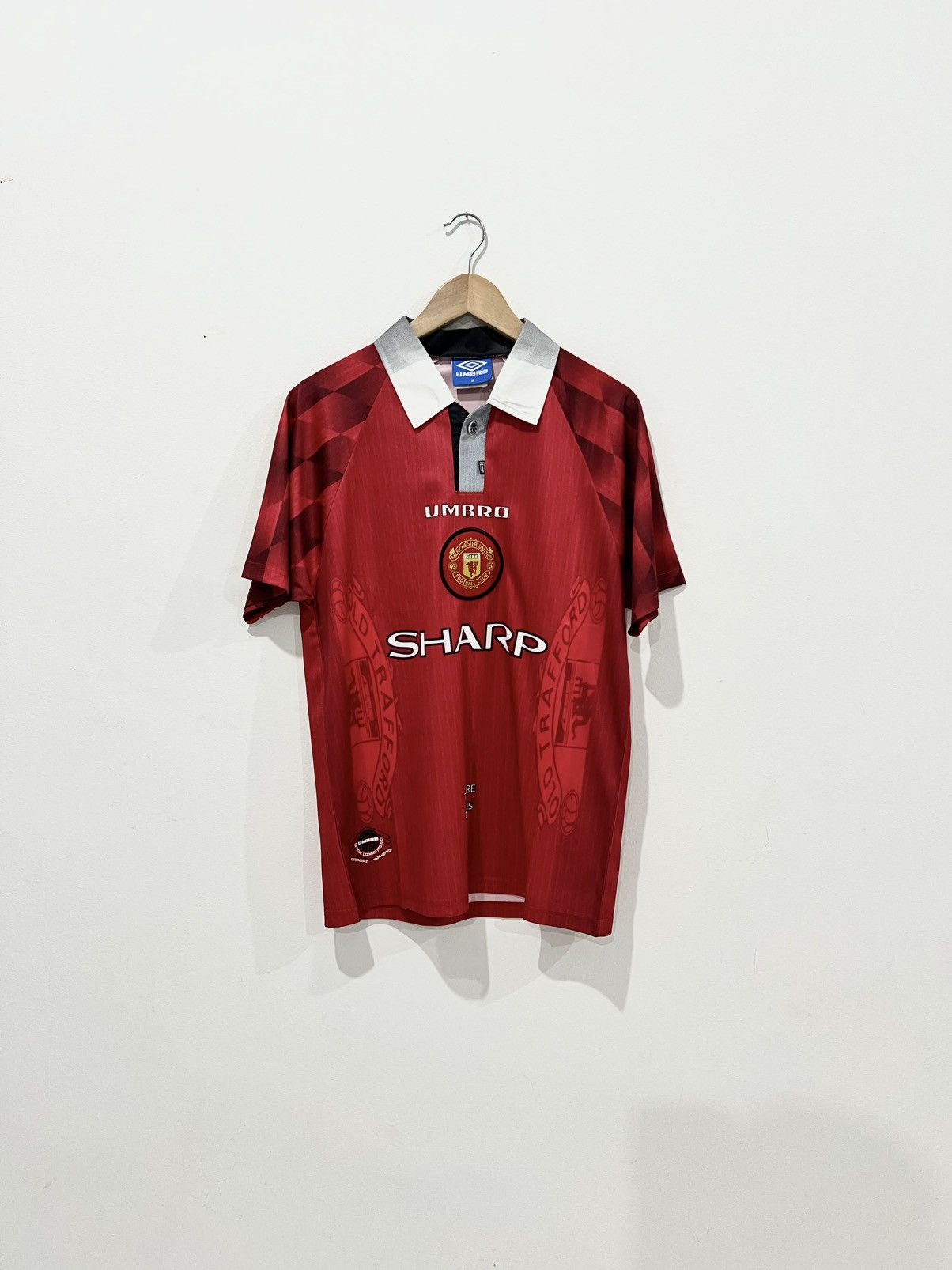 Maillot Vintage Manchester United Umbro 1996-98, Taille L, Rouge, Original