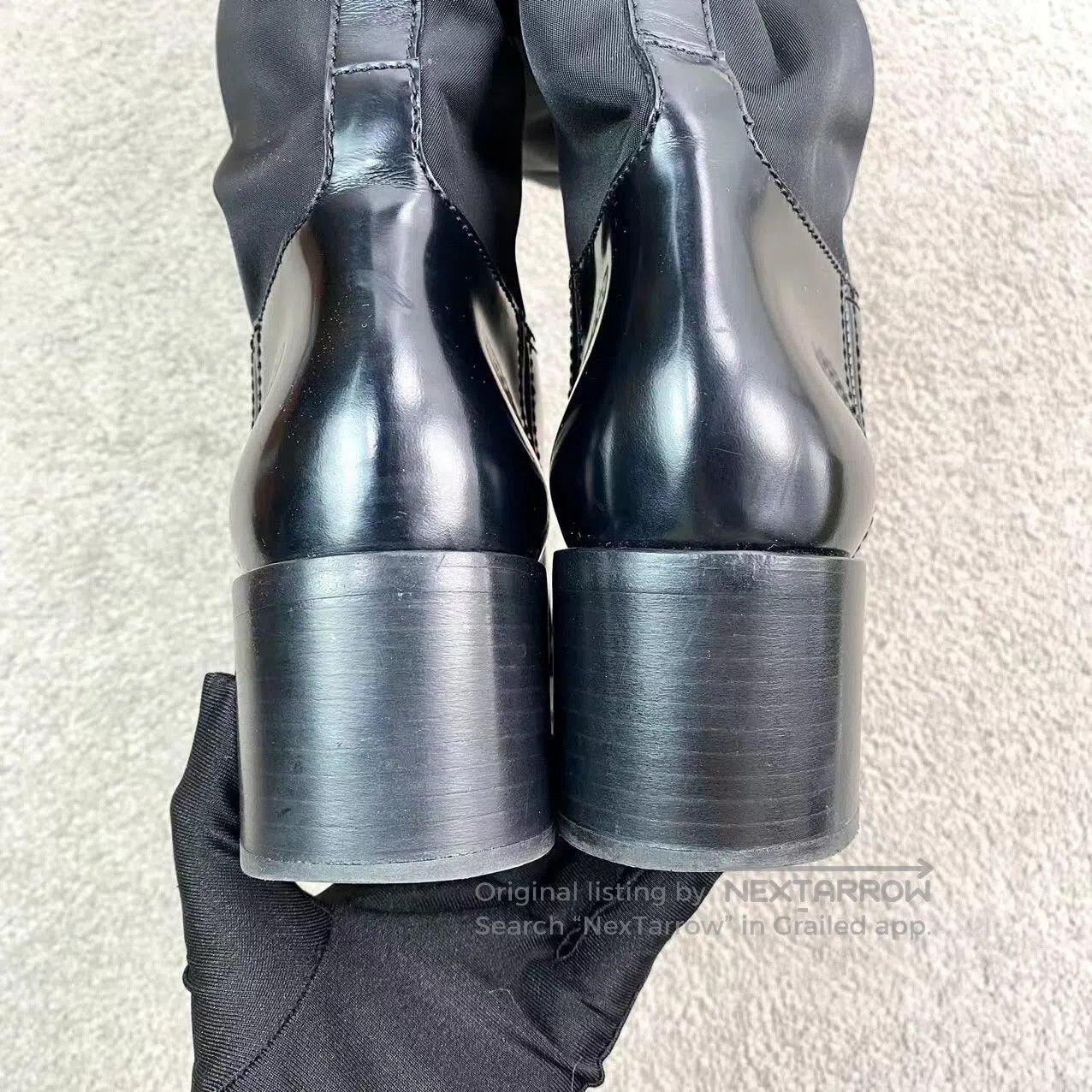Prada Prada Triangle black shiny boots| Size US 7 / IT 37 - 5 Thumbnail