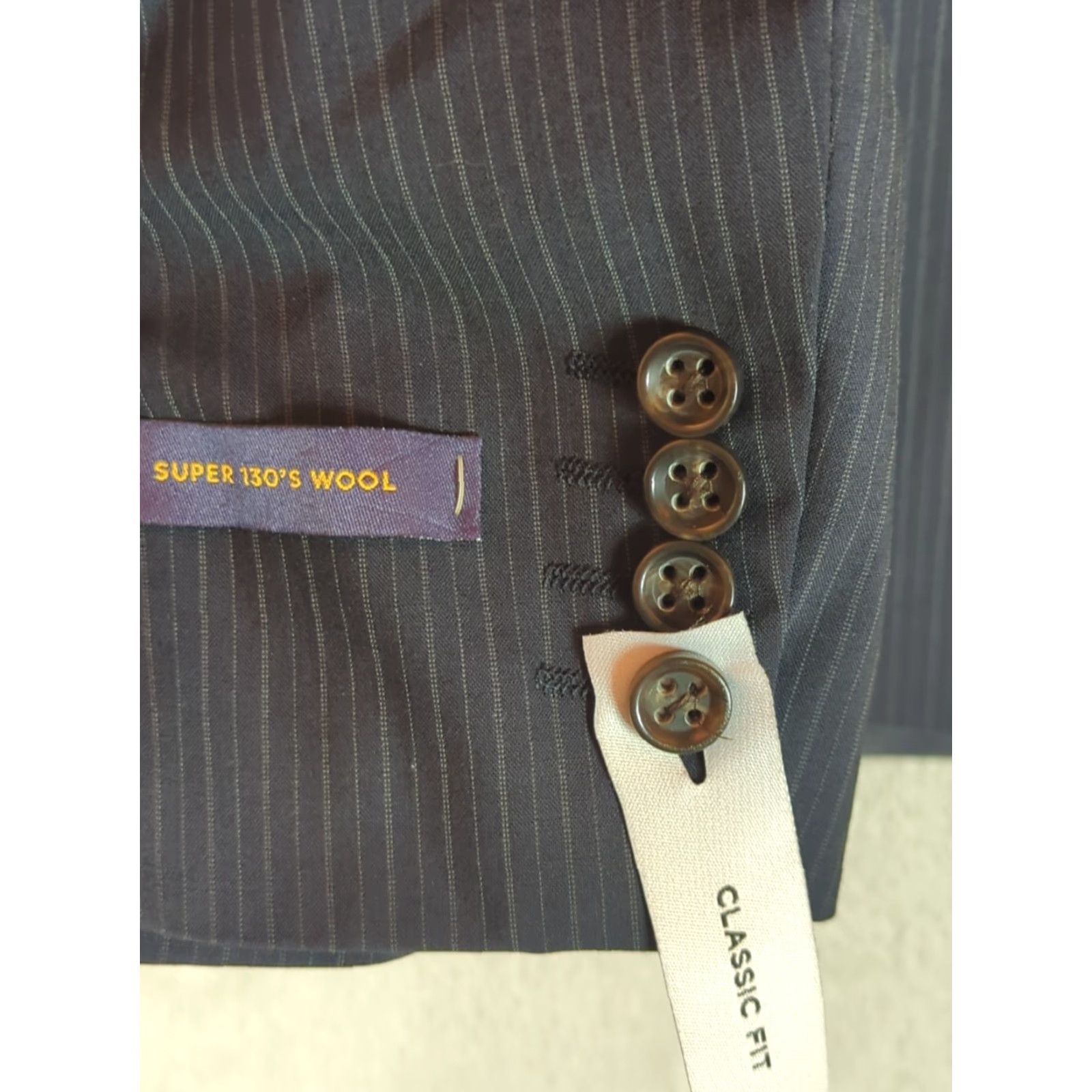 Stafford Stafford Blazer Mens 48R Jacket Notch Lapel Pinstripe Wool Classic Fit Suit Coat Navy 97% Wool 3% Polyester Blazer Mens 48R Regular Size Regular Fit Size 48R - 7 Thumbnail
