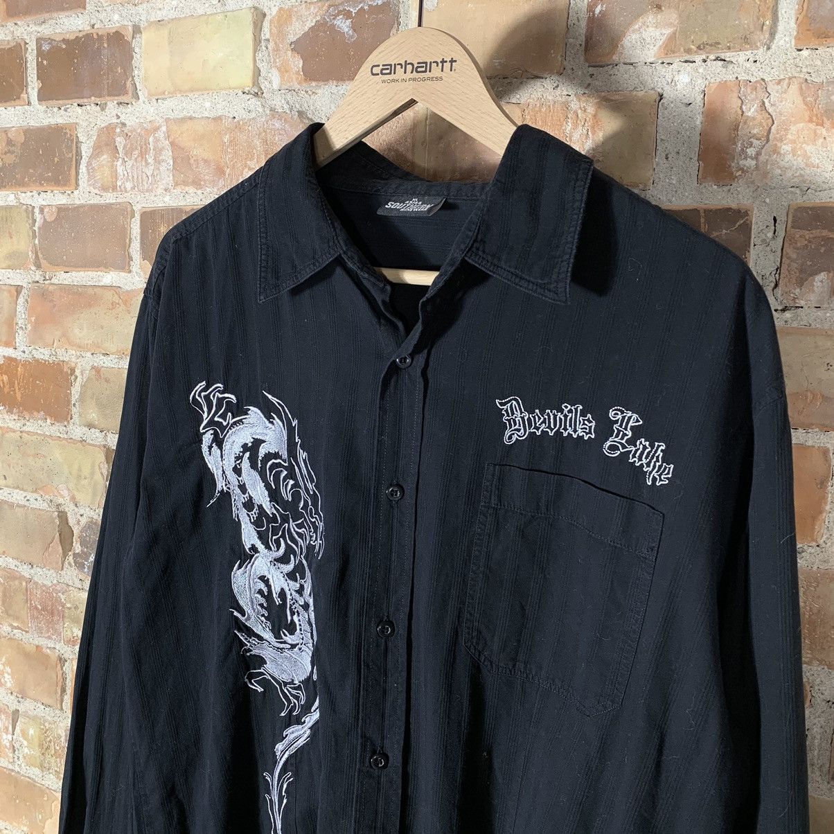 Japanese Brand × Vintage Vintage Dragon y2k style Shirt Embroidered Long Sleeve Drip Size US XL / EU 56 / 4 - 3 Thumbnail
