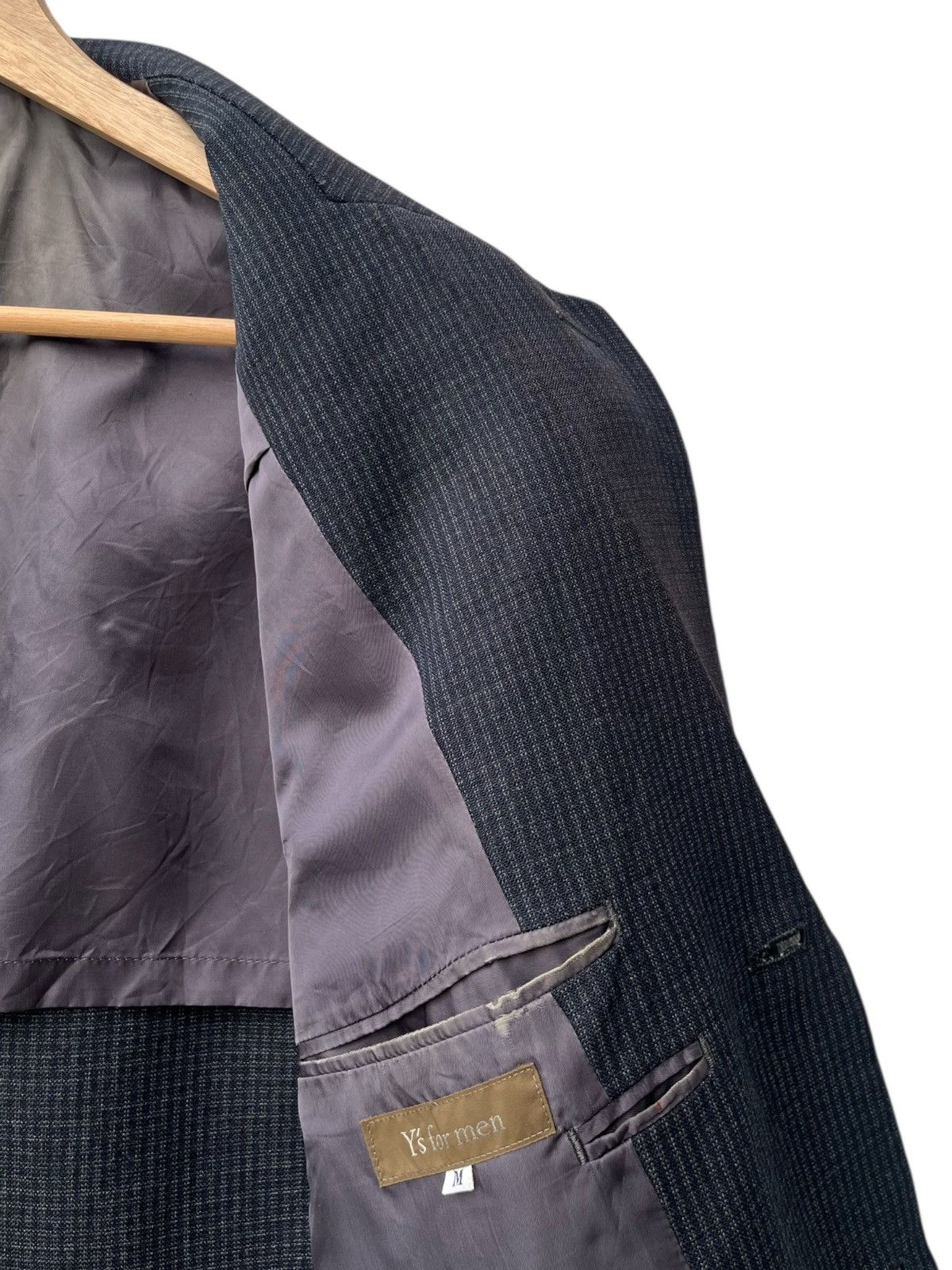Yohji Yamamoto 90’s Y’s For Men Micro Plaid 3 Buttons Tailored Jacket Size US M / EU 48-50 / 2 - 9 Thumbnail