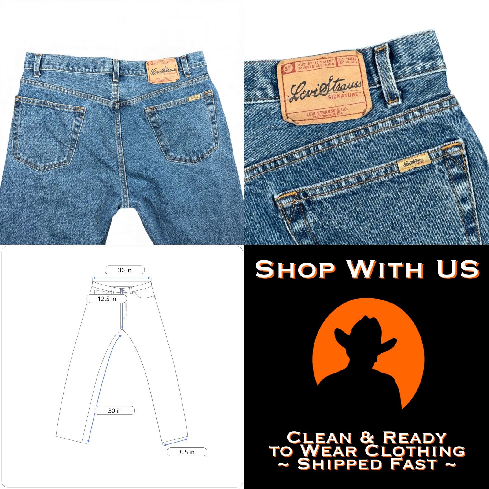 Levi's VINTAGE Levi's Signature Jeans Men 36x30 Blue Medium Wash Regular Fit Denim Y2K Jeans Mens Blue Signature Logo 5-Pocket Rise High 12.5in—Inseam 30in Size US 36 / EU 52 - 8 Thumbnail