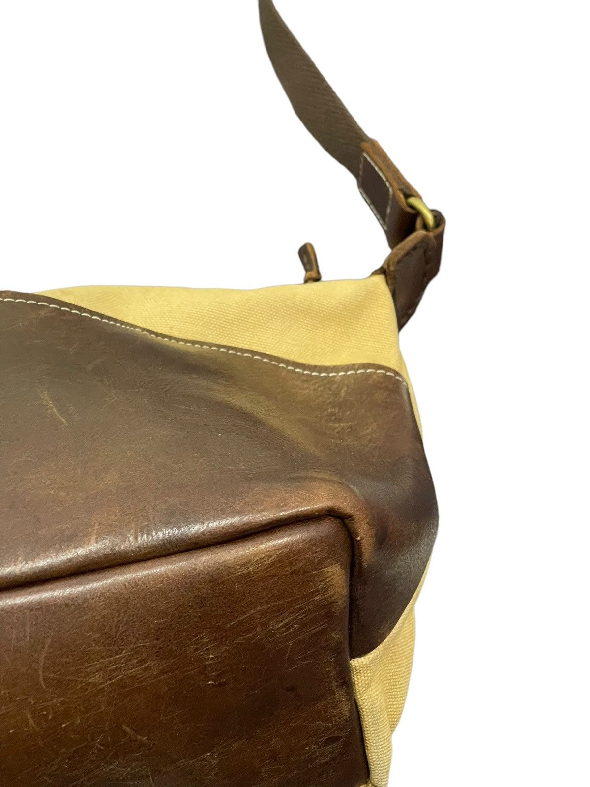Japanese Brand Leather Patina Cotton Paquet Cross Body Bag 4🟩 Size ONE SIZE - 8 Thumbnail