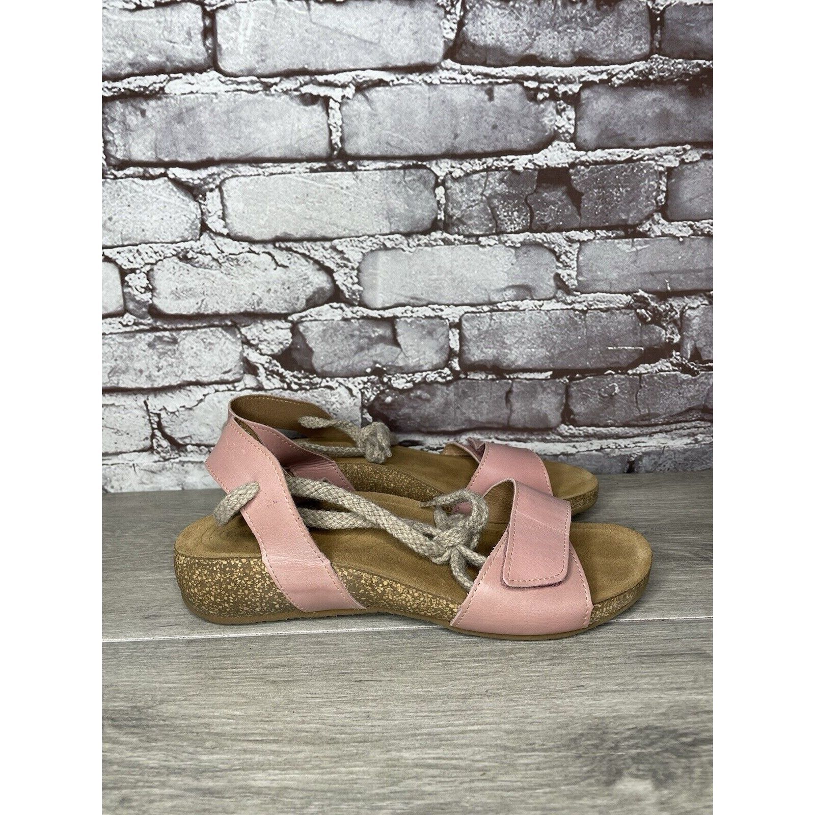 Other TAOS Pink Leather Ankle Lace Strap Cork Wedge Sandals Women Size US 9.5 / IT 39.5 - 3 Thumbnail