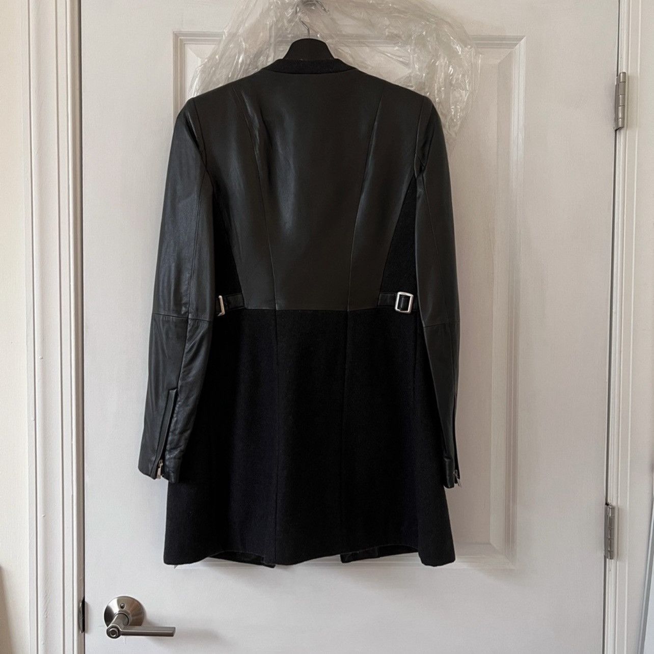 Vera Wang Vera Wang Wool & Leather Coat XS Black Size XS / US 0-2 / IT 36-38 - 2 Thumbnail