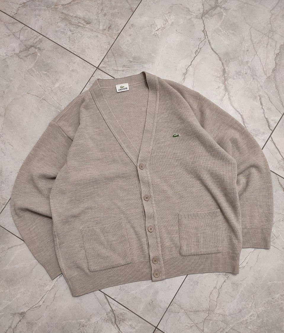 Lacoste Lacoste Beige Button Up V neck Cardigan Sweater Jumper Size US XL / EU 56 / 4 - 1 Thumbnail
