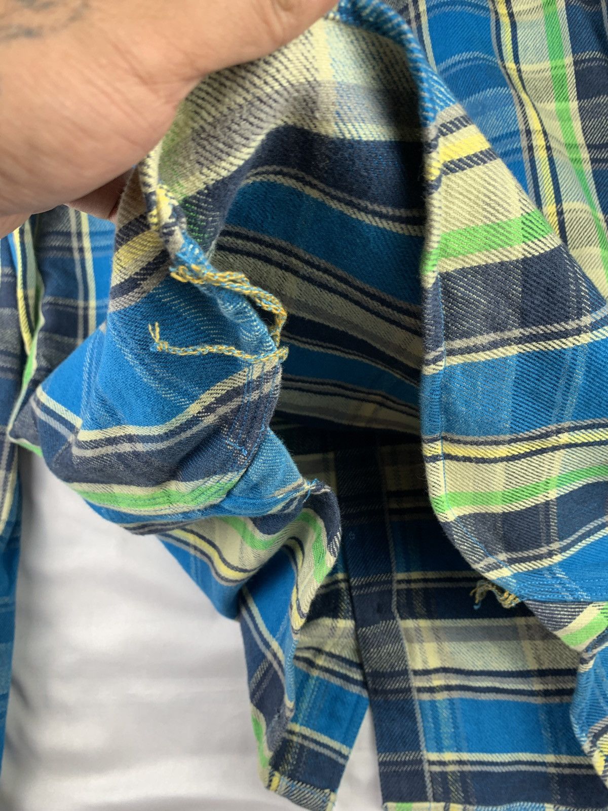 Japanese Brand 2000s M&S Japan Heavy Duct Cotton Plaid Pocket Work Shirt Size US L / EU 52-54 / 3 - 10 Thumbnail