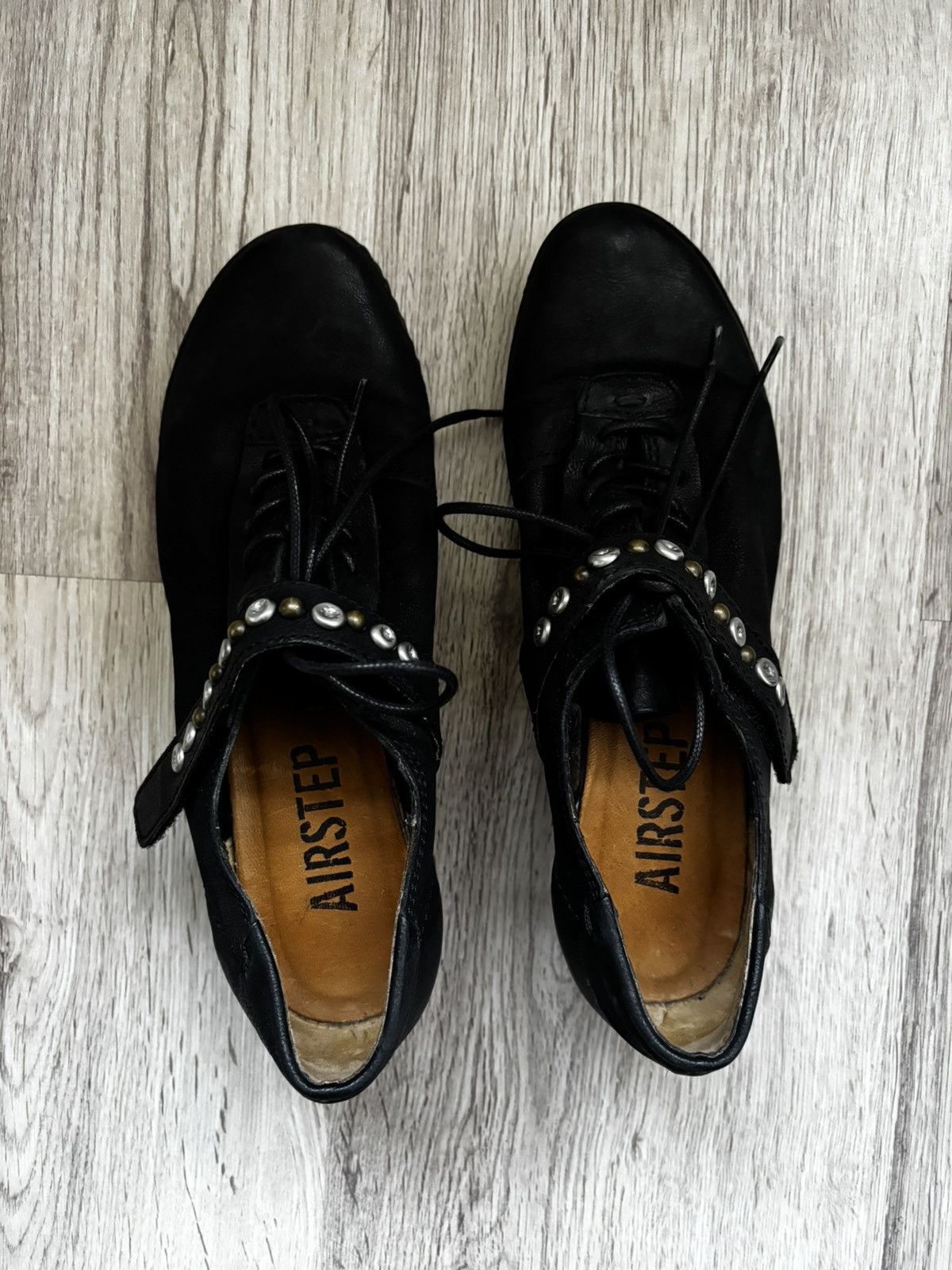 A.S.98 A.S. 98 (AirStep) Leather Studded Low-Heel Shoes – Black Size US 6.5 / IT 36.5 - 20 Thumbnail