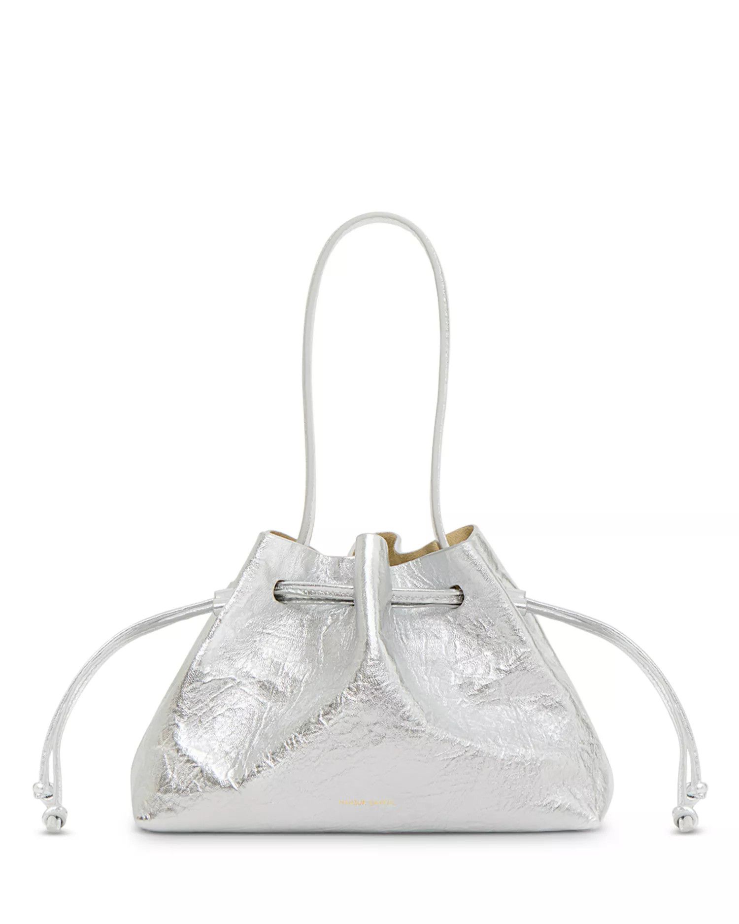 Mansur Gavriel os11x0326 Size: OS / Metallic Suede Drawstring Pouchette Bag Size ONE SIZE - 1 Thumbnail