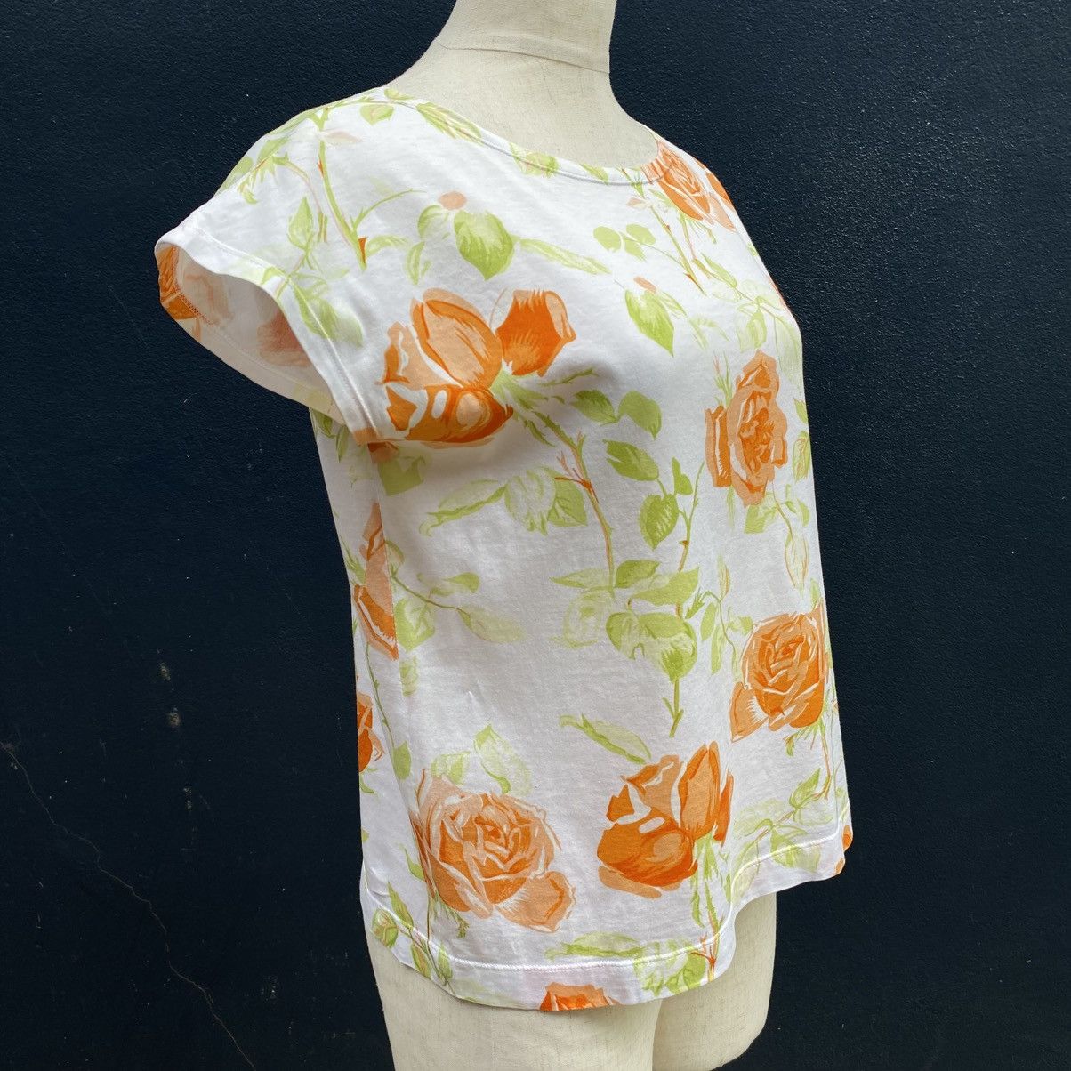 Thierry Mugler Thierry Mugler White Floral Cap Sleeve Blouse Size S / US 4 / IT 40 - 13 Thumbnail