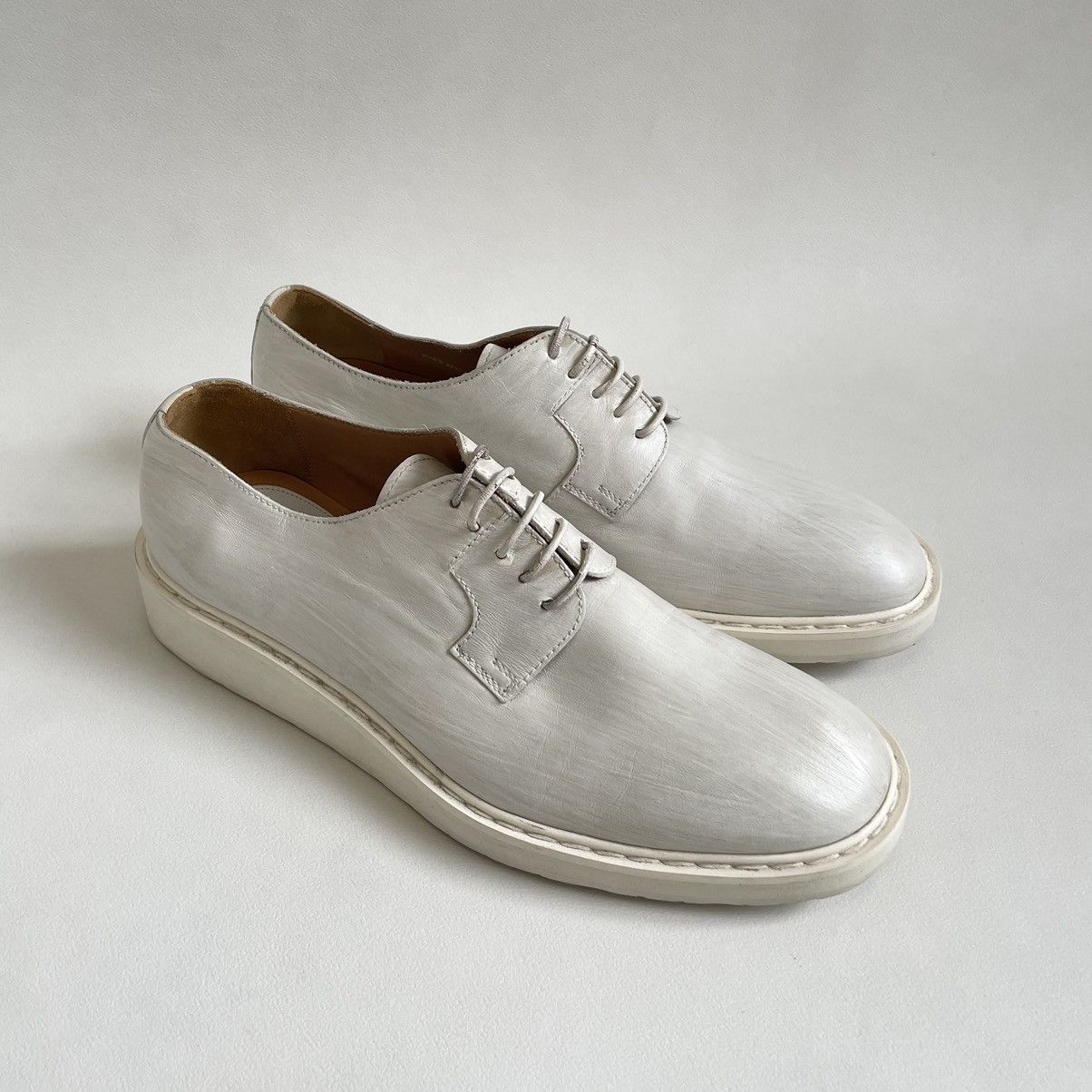 Maison Margiela ‘White Painted’ Wedge Sole Derbies Size US 10 / EU 43 - 4 Thumbnail