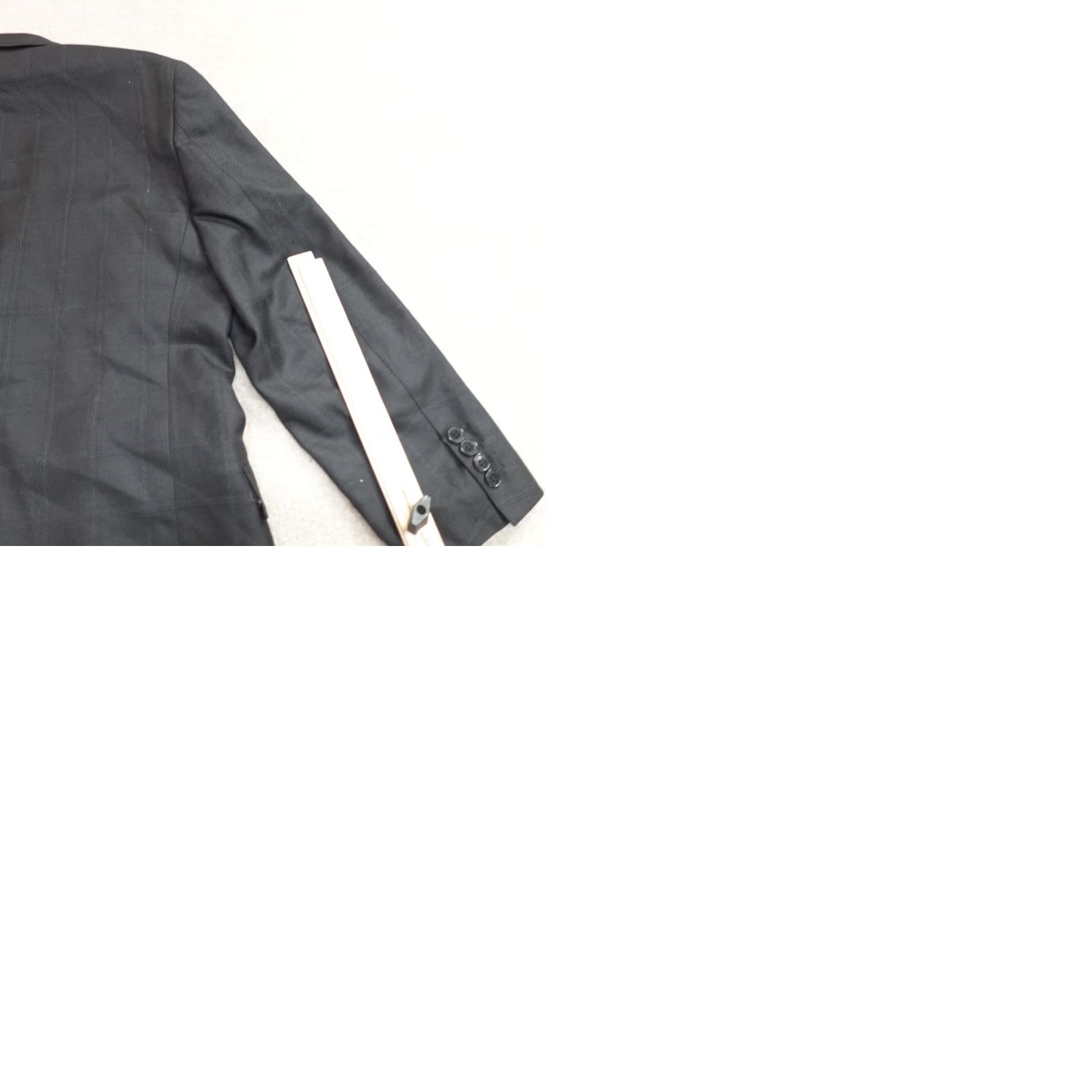 Vintage VERSACE COLLECTION Blazer Jacket 42R Black Silk Wool Peak Lapel Plaid, Single-Breasted, Two-Button, Men, Jacket, Tuxedo, Plaid, Regular Size 42R - 10 Thumbnail