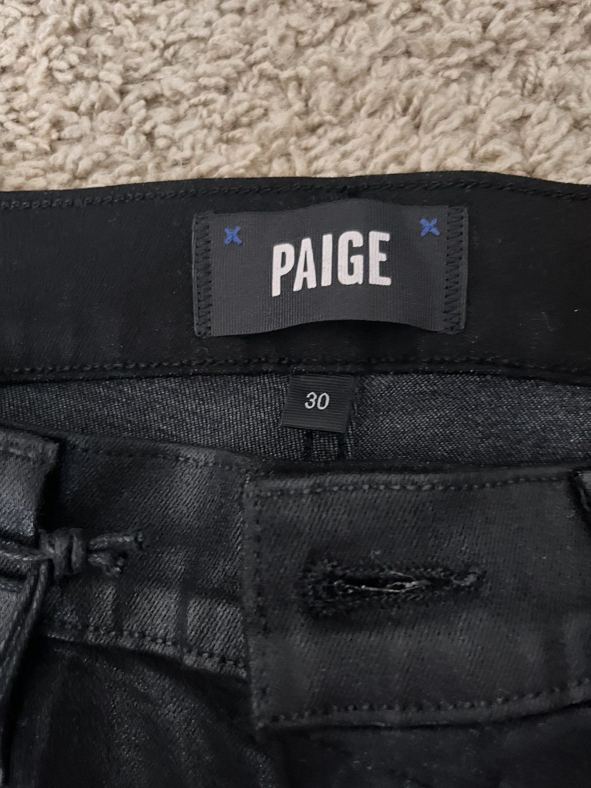Paige NWT Paige Lennox Black Coated Waxed Denim SLP Fit Size US 30 / EU 46 - 6 Thumbnail