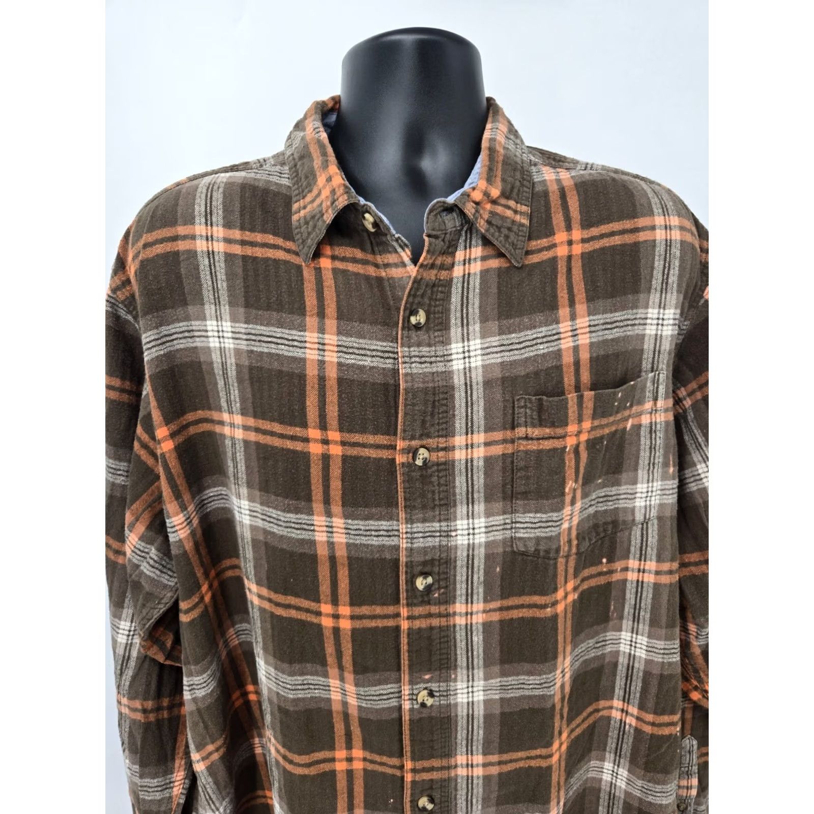 J Brand VINTAGE RK Brand Flannel Shirt 2XLT TALL Brown Orange Plaid Pocket Outdoor Walking Men Size US XXL / EU 58 / 5 - 4 Thumbnail