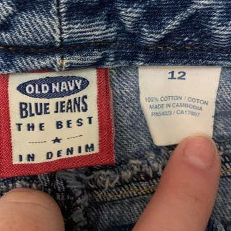 Old Navy VTG Denim Jean Mini Skirt Bedazzled Sparkles Sz 12 Waist 37" Size 34" / US 12 / IT 48 - 3 Thumbnail