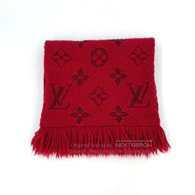 Louis Vuitton Louis Vuitton Red logo jacquard full print wool fringe sca Size ONE SIZE - 1 Thumbnail