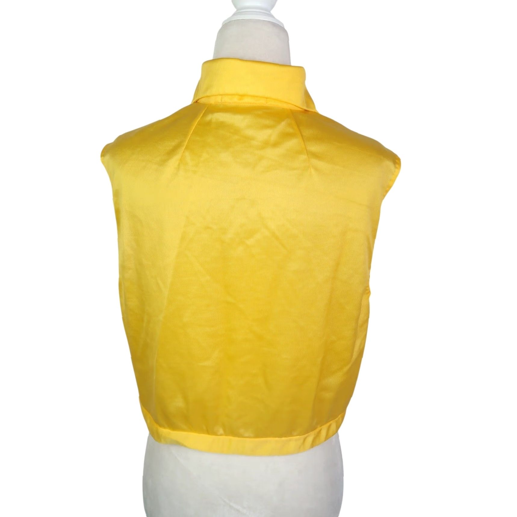 Vintage VINTAGE Marissa's Yellow Dagger Collar Crop Sleeveless Blouse Top 70s Women M Yellow Solid Cropped 70s Mens Women Girls Size M / US 6-8 / IT 42-44 - 4 Thumbnail