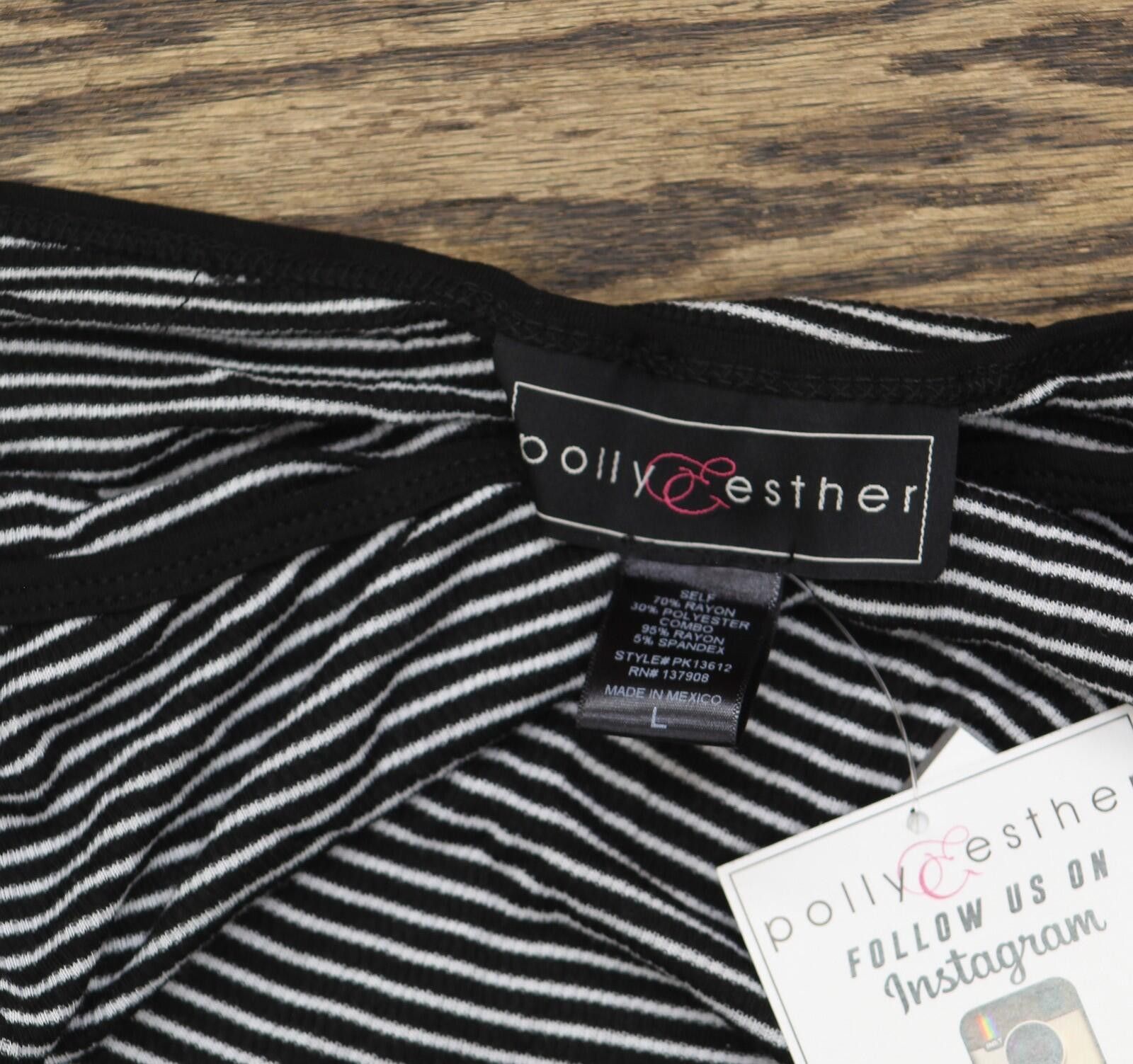 Other Nwt Polly & Esther Striped Skimmer T-shirt Black Striped L Size L / US 10 / IT 46 - 4 Thumbnail