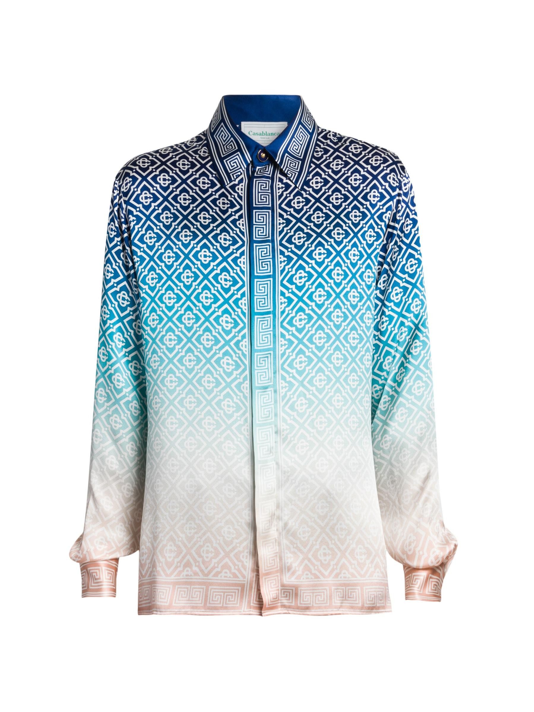 Casablanca os11x0725 Monogrammed Logo Ombré Silk Shirt in Multicolor Size US XL / EU 56 / 4 - 1 Thumbnail