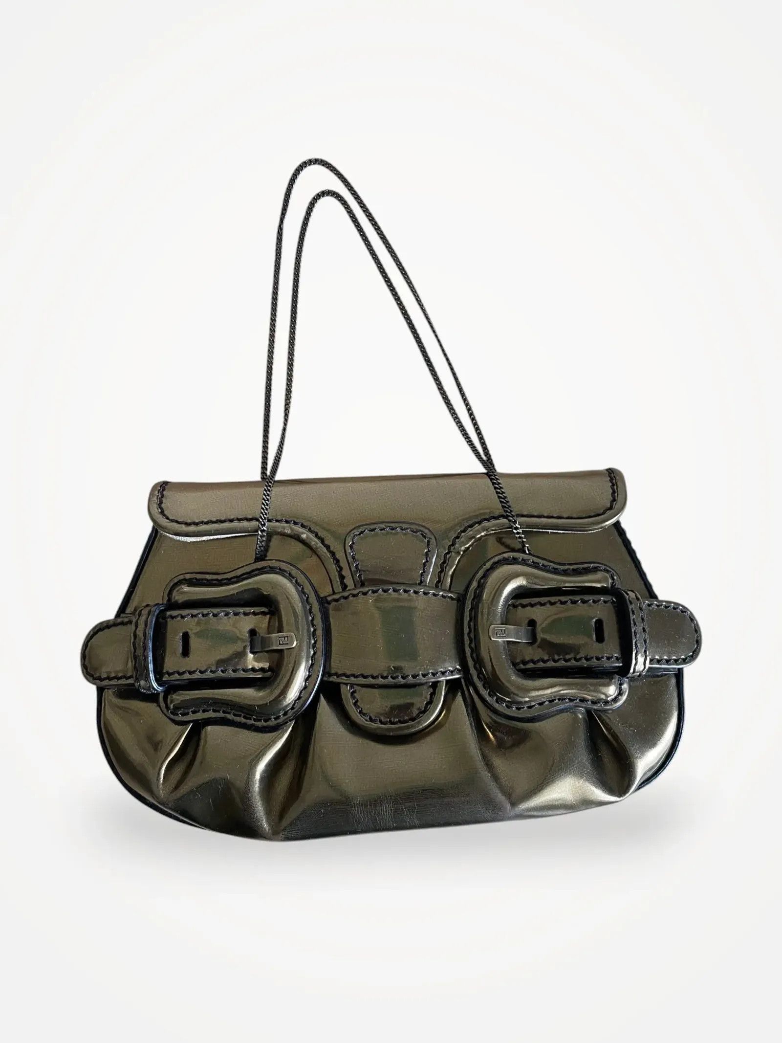 Fendi Fendi Fendi Brown Patent Leather Mini B Bis Bag Bucket Bag Size ONE SIZE - 1 Thumbnail