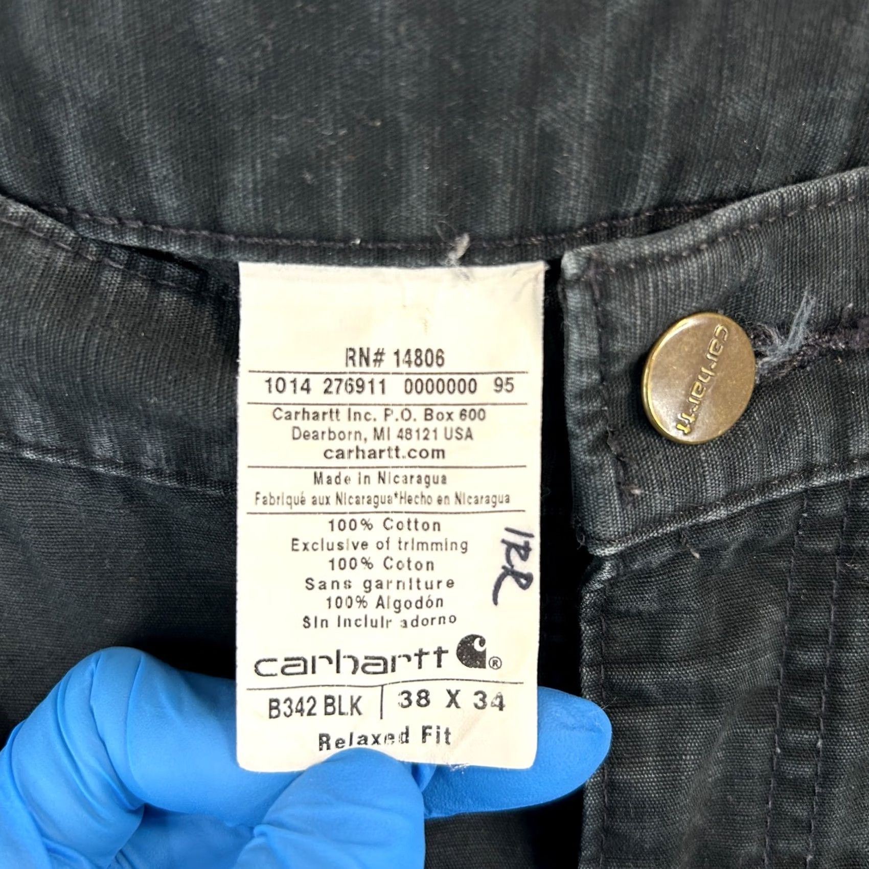Carhartt Carhartt Duck Double Knee Dungaree Jeans Black 38x34 Mens Regular 38in Inseam Cotton Denim Construction Work Pants USA Fit B3421 BLK Size US 38 / EU 54 - 3 Thumbnail