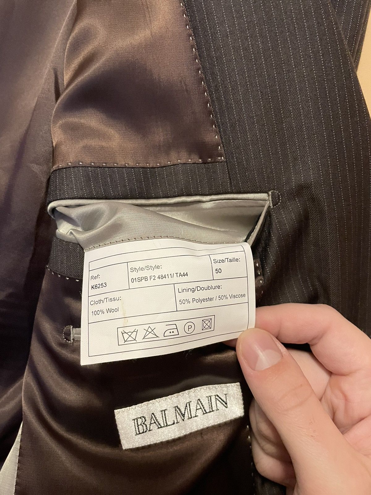 Balmain BALMAIN Wool Classic Suit Blazer/Pants Two Piece Tuxedo Size 50R - 10 Thumbnail