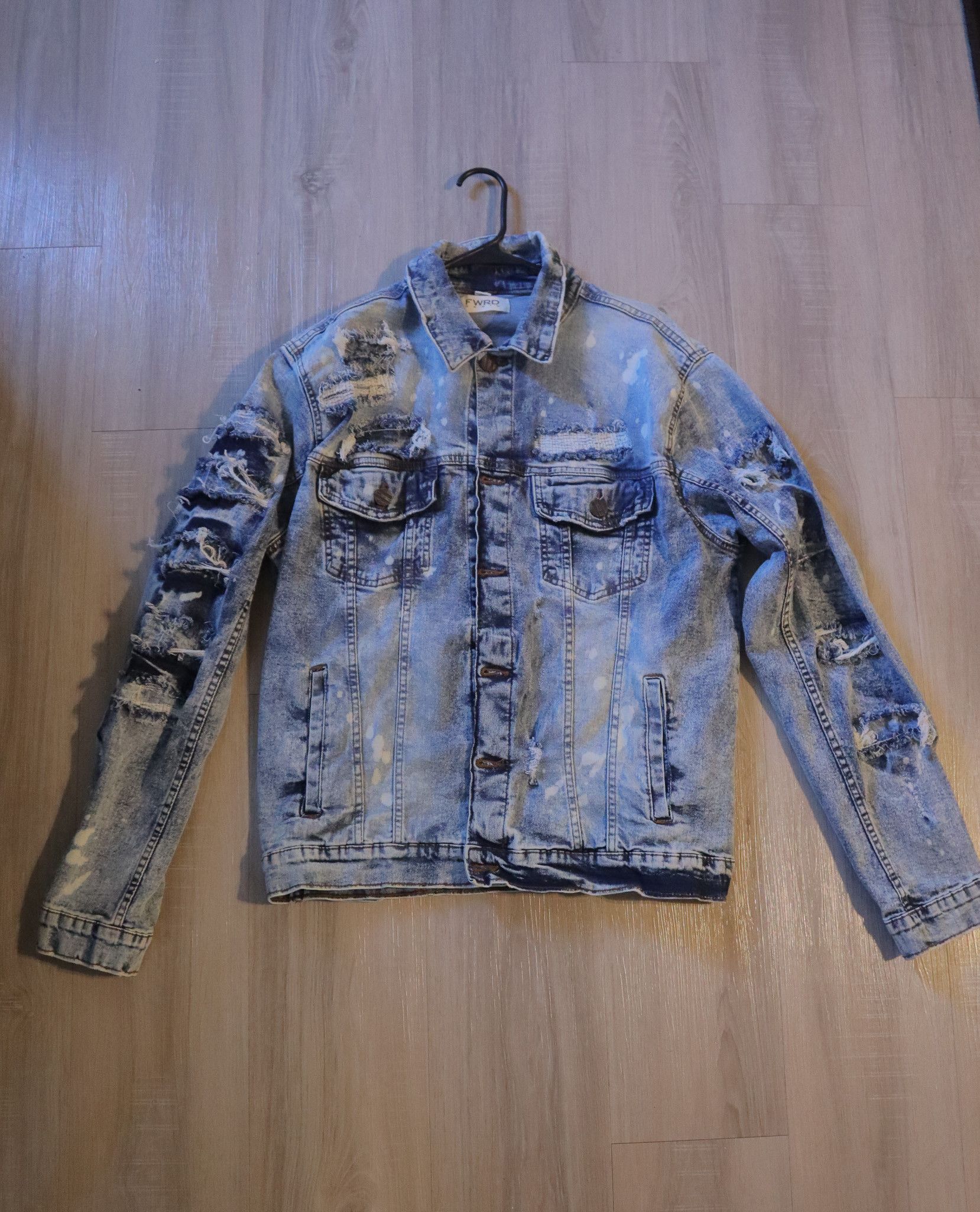Vintage Ripped Denim Jacket Size US L / EU 52-54 / 3 - 1 Thumbnail