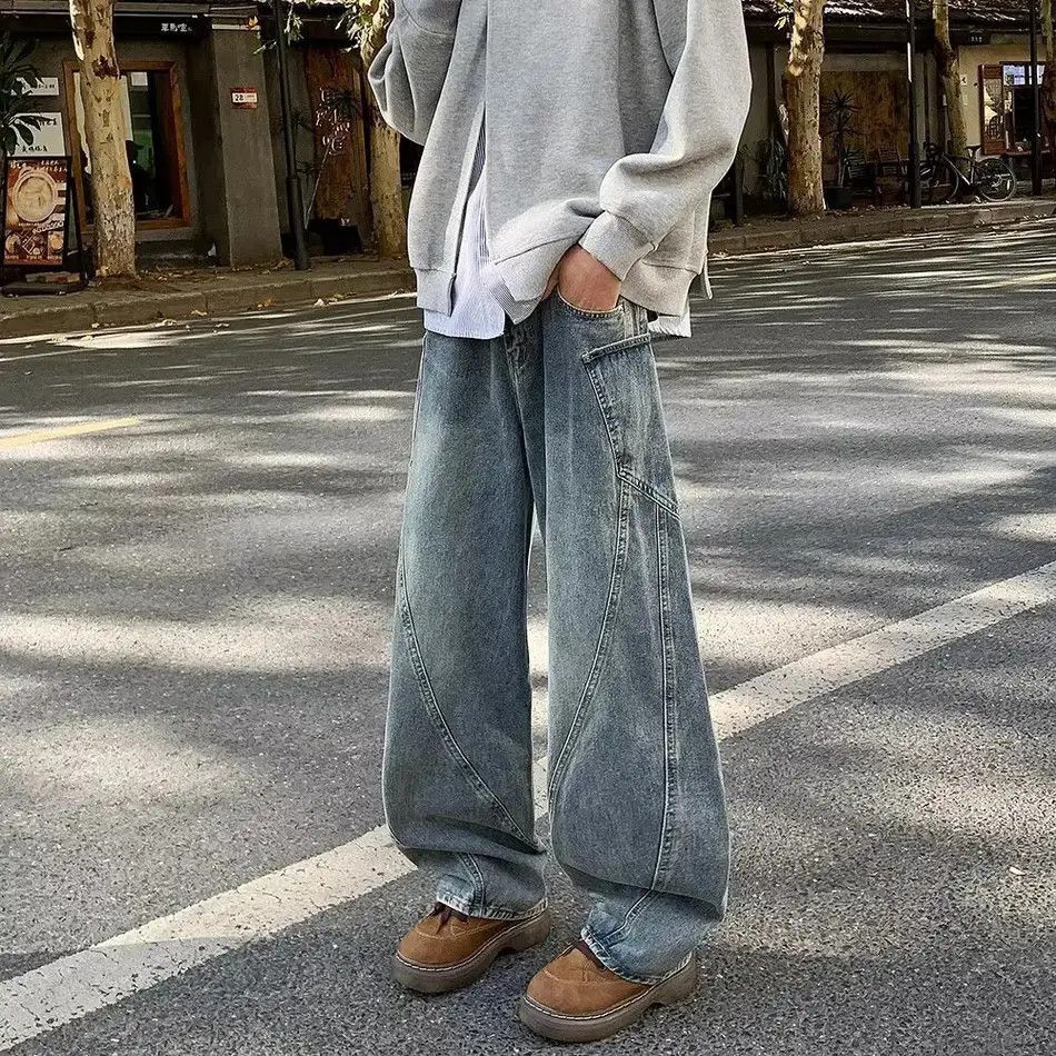 Japanese Brand Retro loose wide leg casual patchwork jeans Size US 32 / EU 48 - 6 Thumbnail