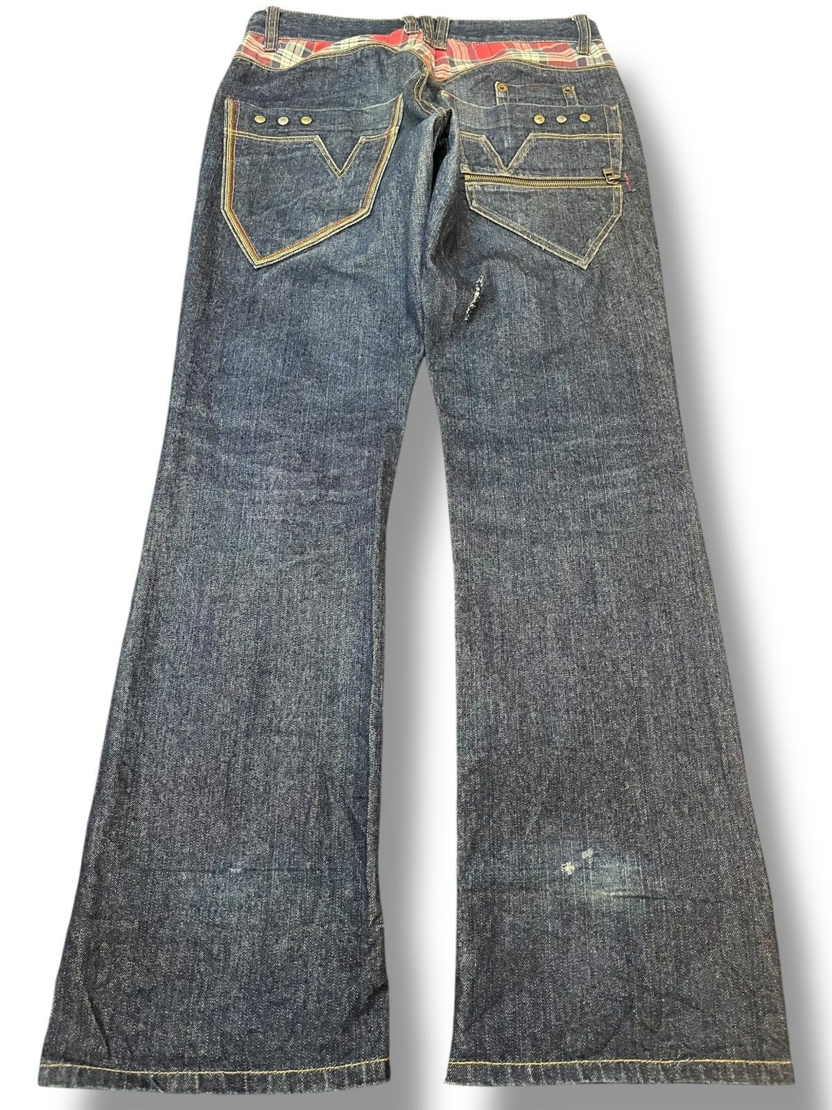 Japanese Brand Vintage Oilcake Unique Design Back Pocket Denim Size US 33 - 8 Thumbnail