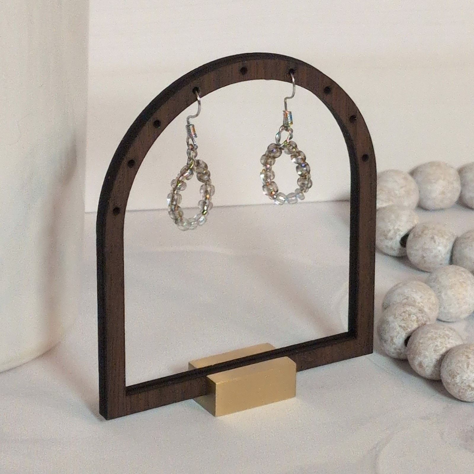 Vintage Dainty VTG 1980 Silver-Tone Teardrop Beaded Loop Earrings Size ONE SIZE - 2 Thumbnail