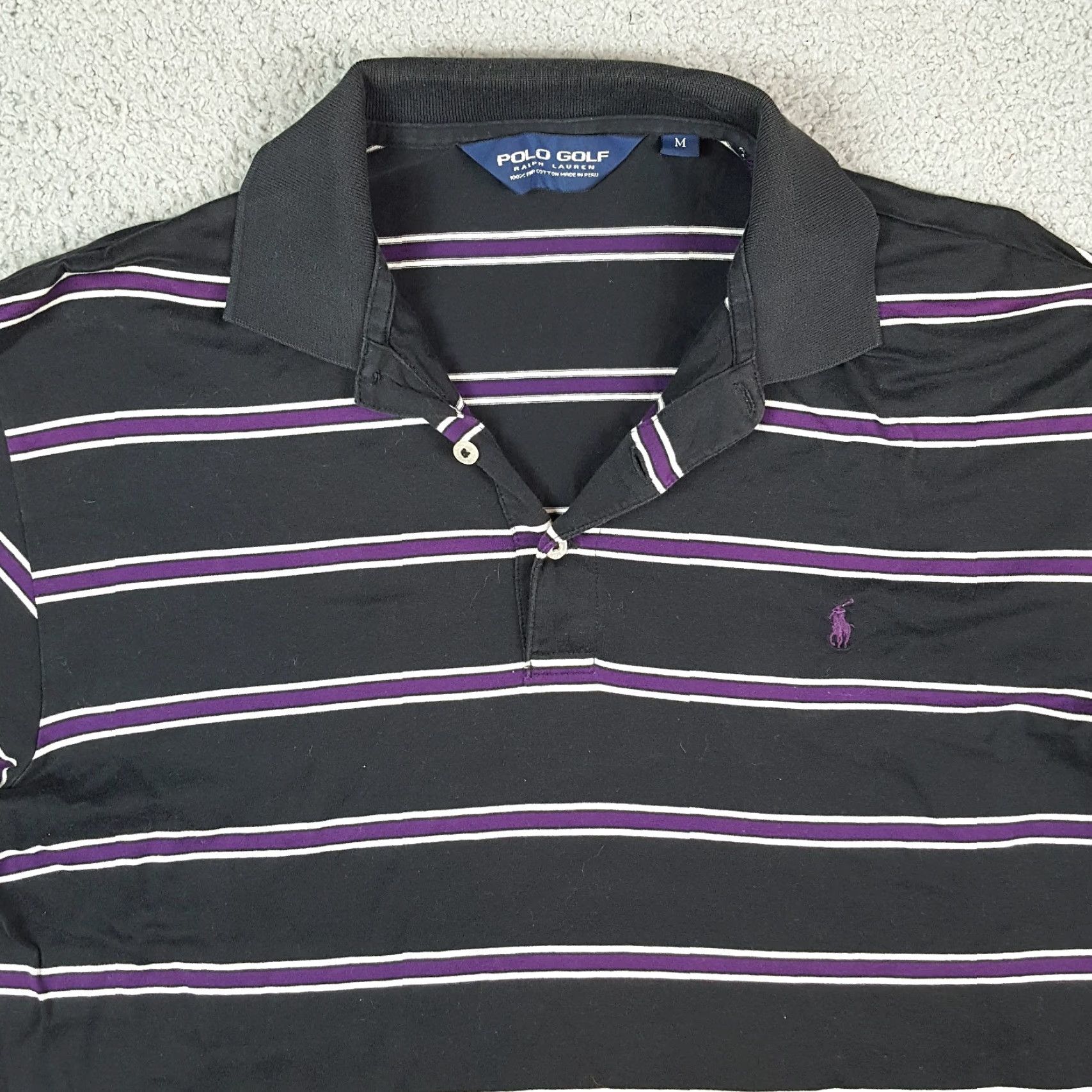 Vintage VINTAGE Polo Golf Ralph Lauren Purple Pony Mens Size M Striped Preppy Polo Shirt Size US M / EU 48-50 / 2 - 2 Thumbnail