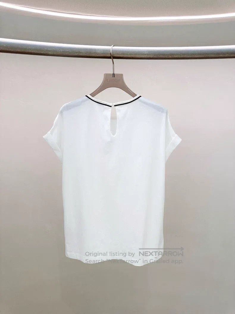 Brunello Cucinelli Brunello Cucinelli White Beaded T-Shirt Size S / US 4 / IT 40 - 2 Thumbnail