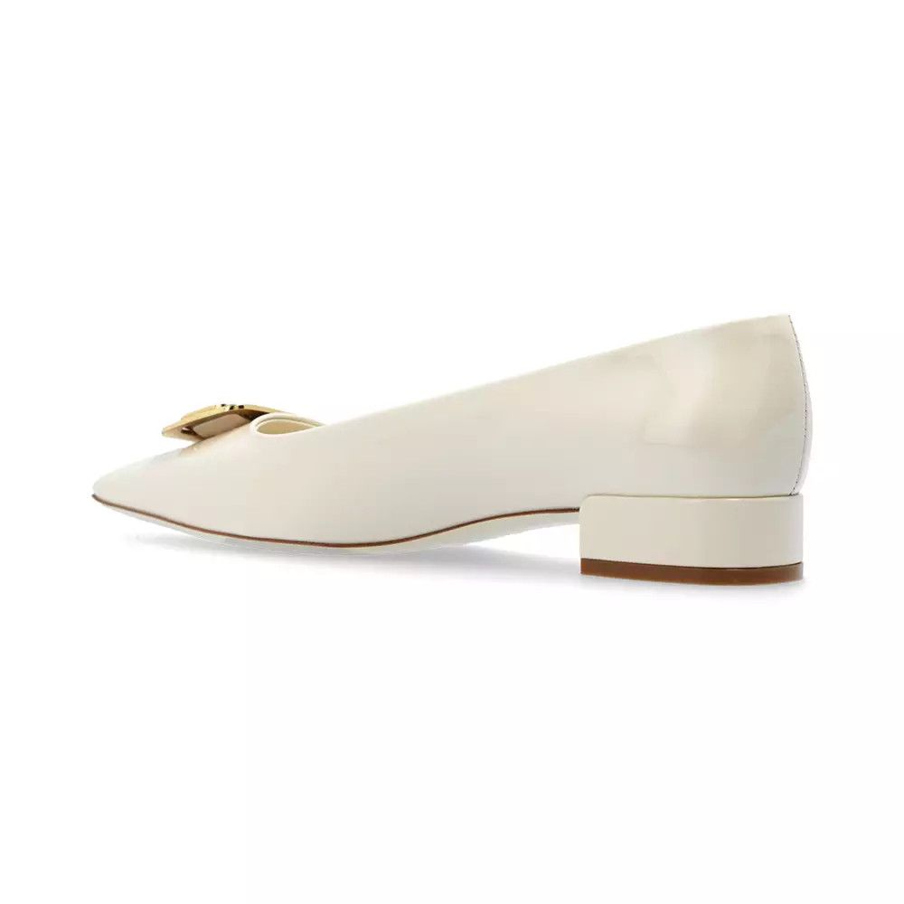 Salvatore Ferragamo o1s1rm0126 Venera 20 Vara Plate Pumps in Cream Size US 10 / IT 40 - 4 Thumbnail