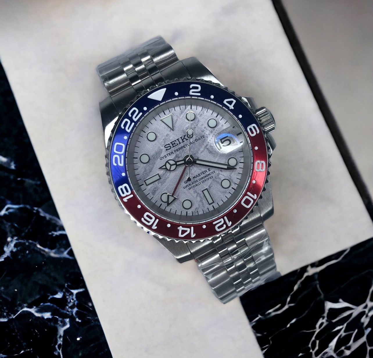 Japanese Brand × Seiko × Watch Seiko GMT-Master 2 Pepsi Meteorite Dial ...