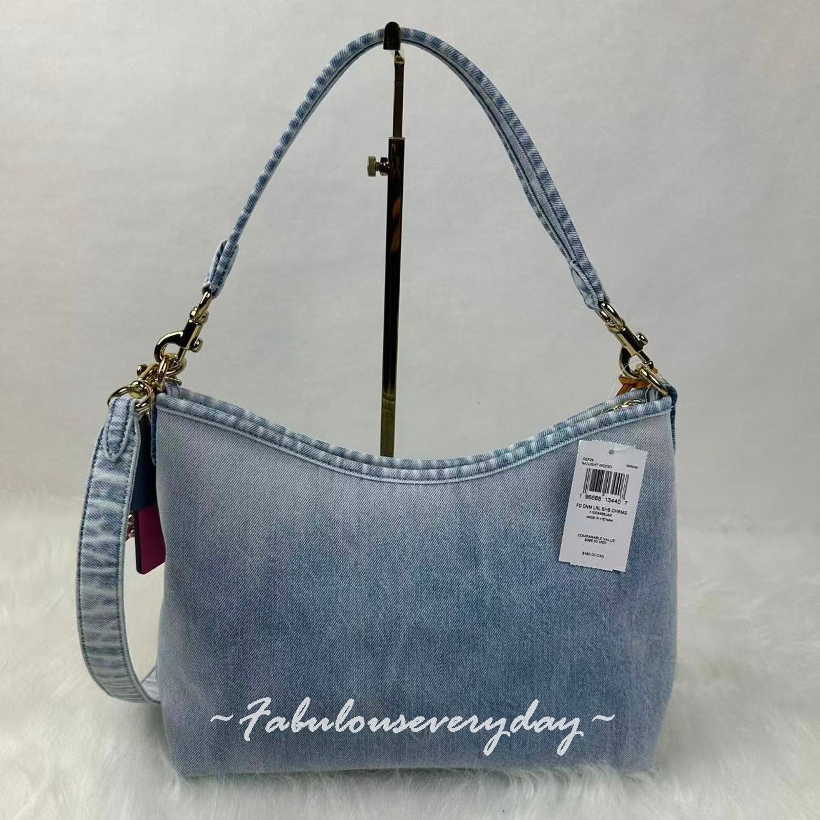 Coach Coach Laurel Shoulder Xbody Loved Denim Charms Light Indigo Size ONE SIZE - 4 Thumbnail