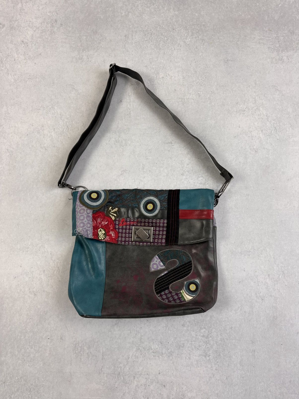 Desigual Vintage 90’s Desigual Crazy Printed Custom Leather Bag Size ONE SIZE - 1 Thumbnail