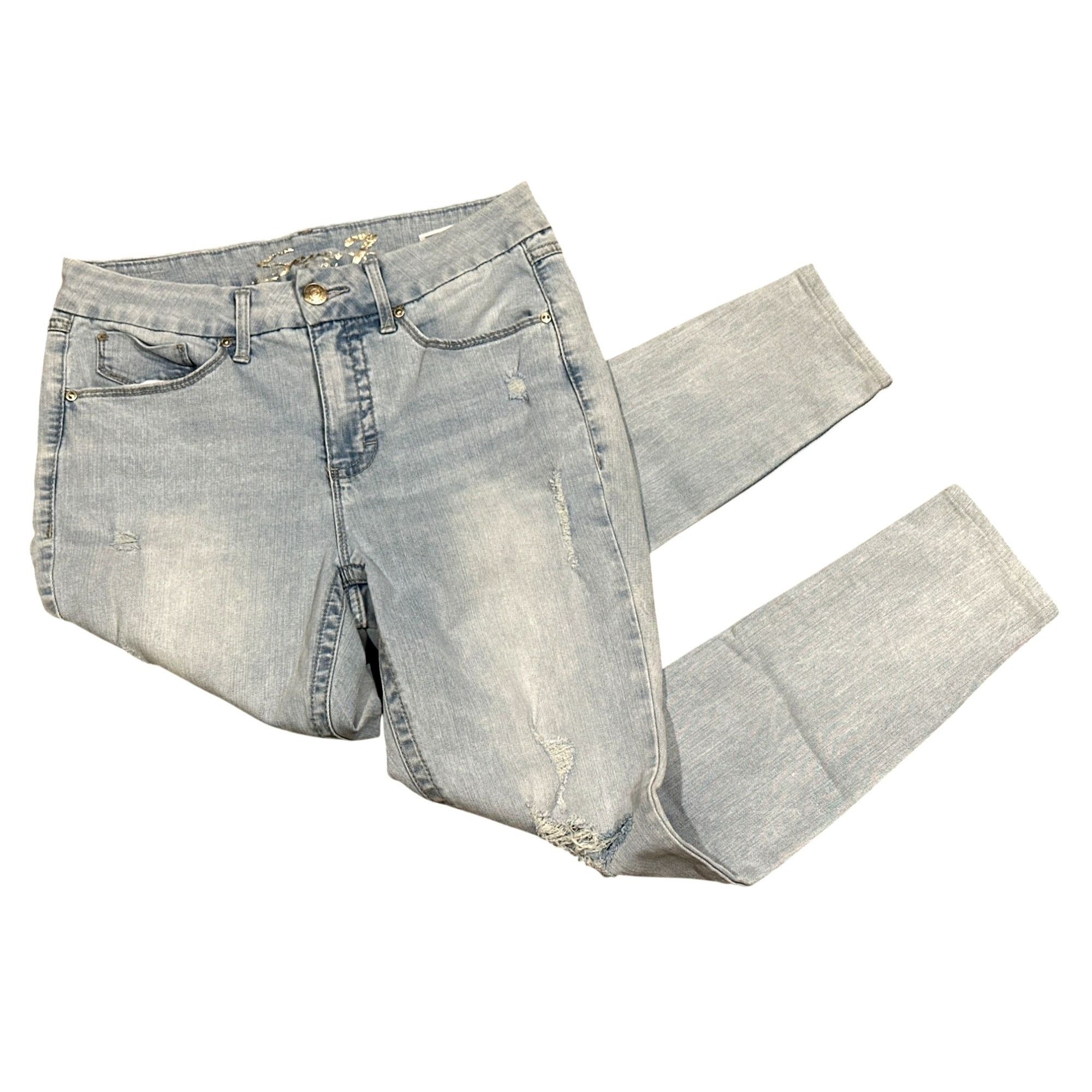 Seven 7 Seven7 Tummyless High Rise Skinny Jeans Light Wash Distresse Size 32" / US 10 / IT 46 - 17 Thumbnail