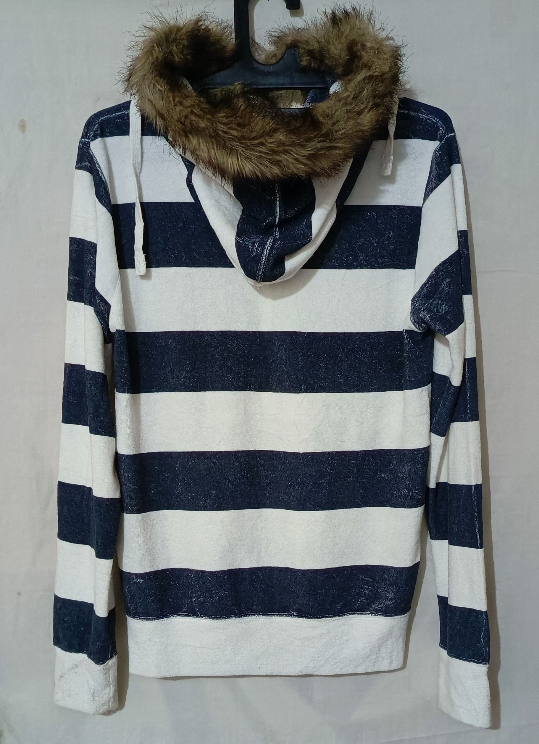 20471120 Roshell - Striped Fur Boxy Hoodie 2 zip VELOUR Size US M / EU 48-50 / 2 - 2 Thumbnail