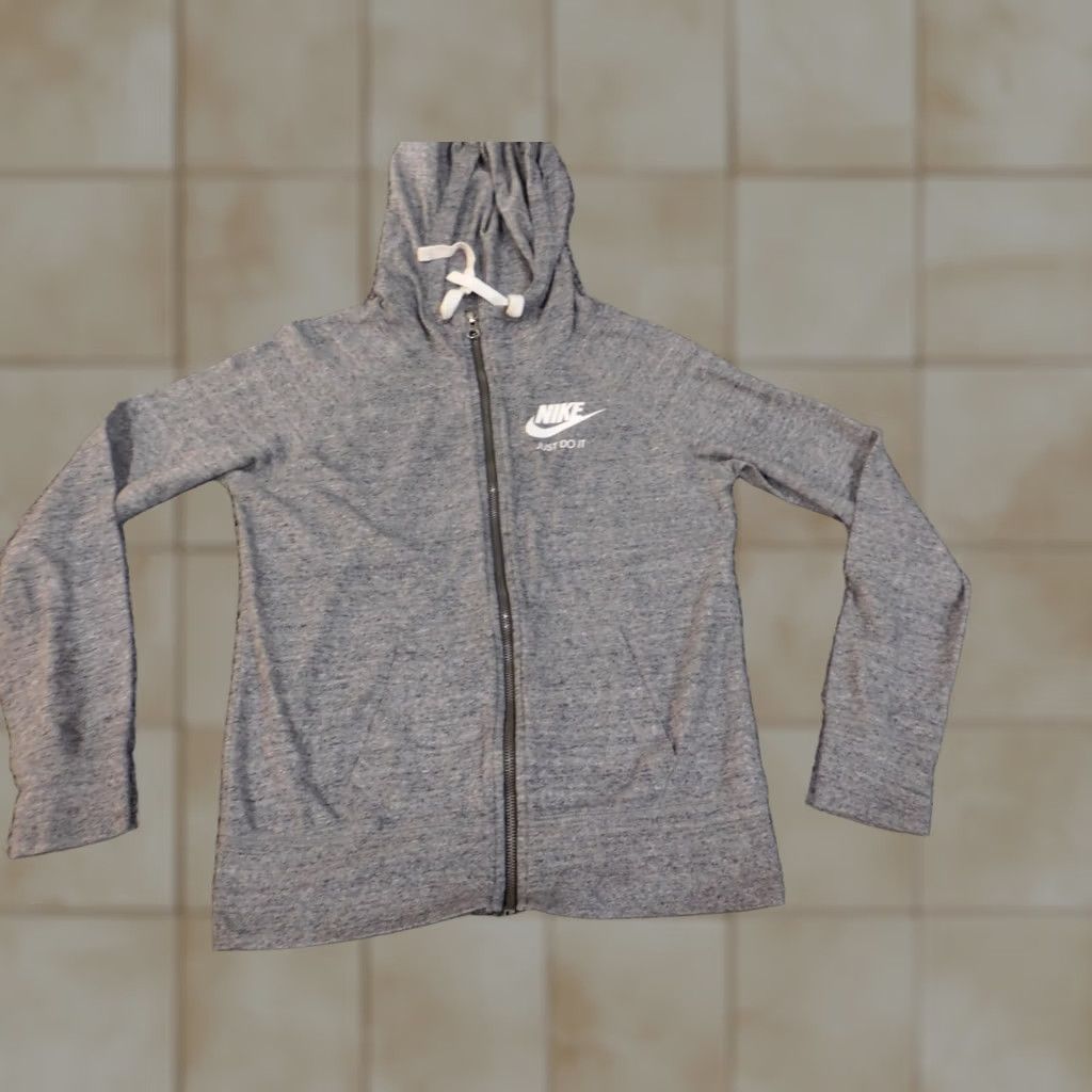 Nike Nike Hoodie Women S Gray Full Zip Logo Swoosh Knit Casual Sportswear Size S / US 4 / IT 40 - 1 Thumbnail