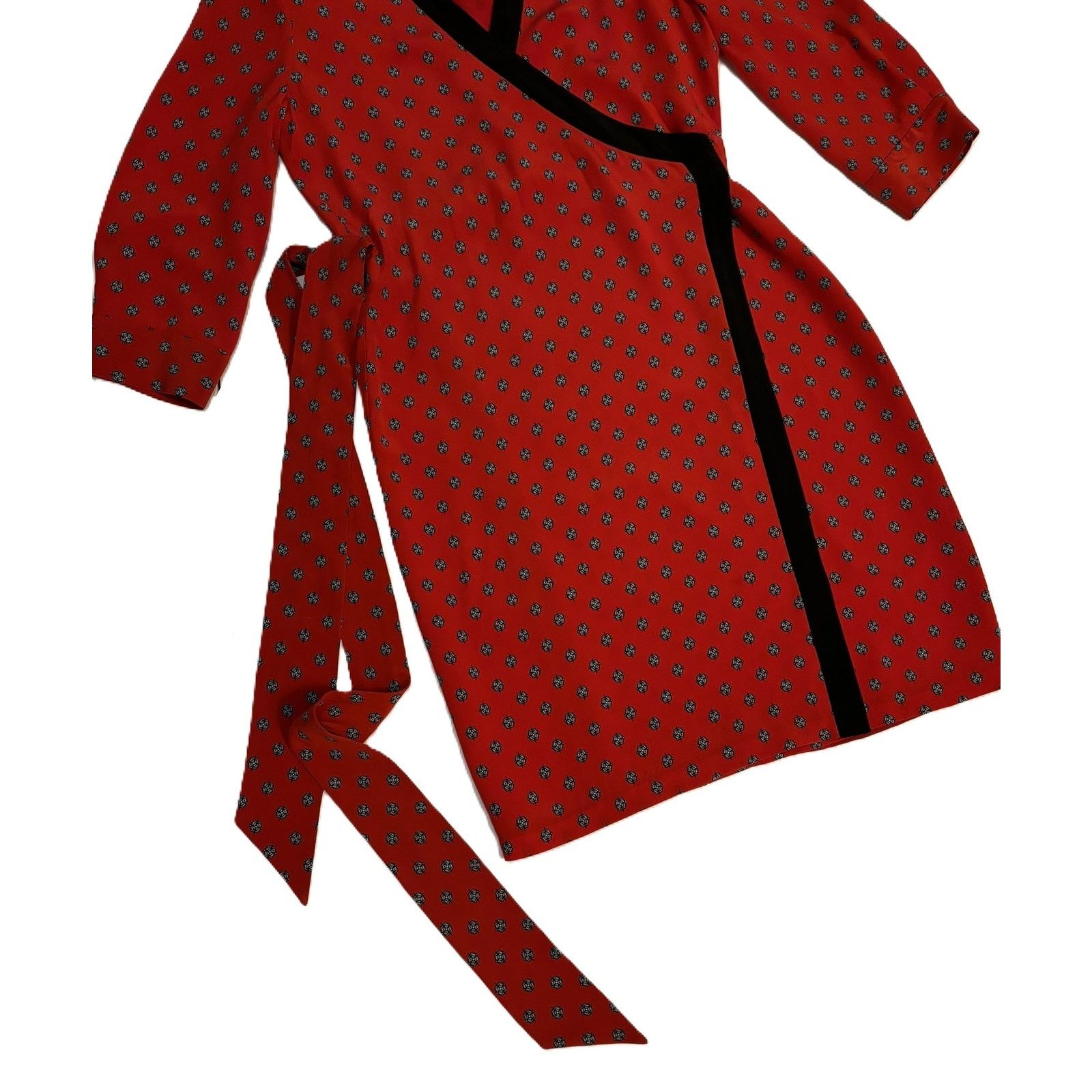 L'AGENCE L'Agence Silk Wrap Dress Red Navy Pattern Small Size S / US 4 / IT 40 - 18 Thumbnail