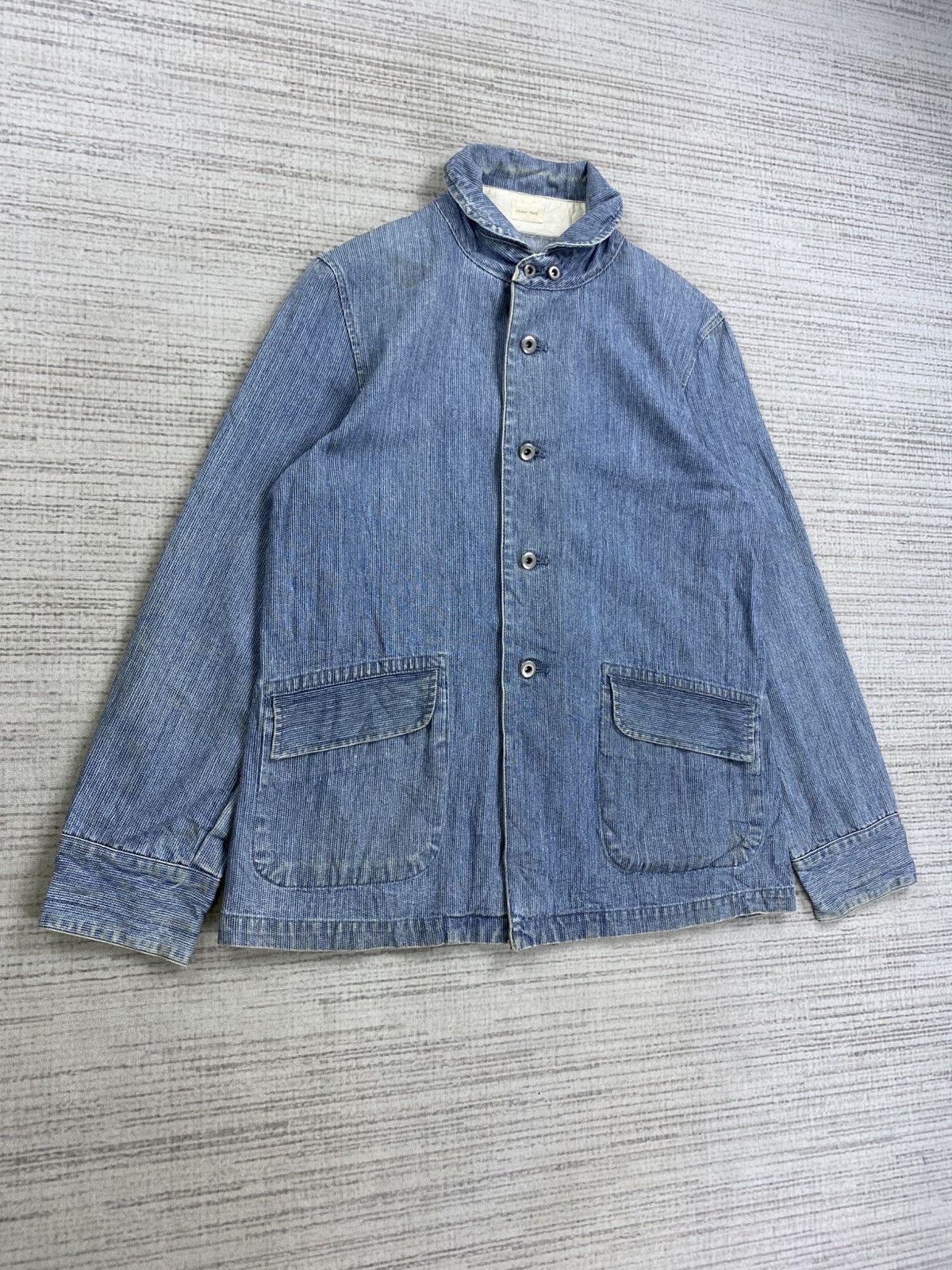 Global Work × Vintage Vintage Global Work Buttoned Workers Denim Blue Jacket Size US S / EU 44-46 / 1 - 3 Thumbnail