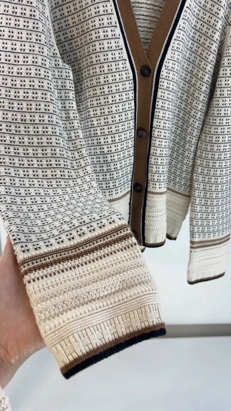 Loro Piana LORO PIANA Small cashmere jacquard sweater cardigan Size L / US 10 / IT 46 - 7 Thumbnail