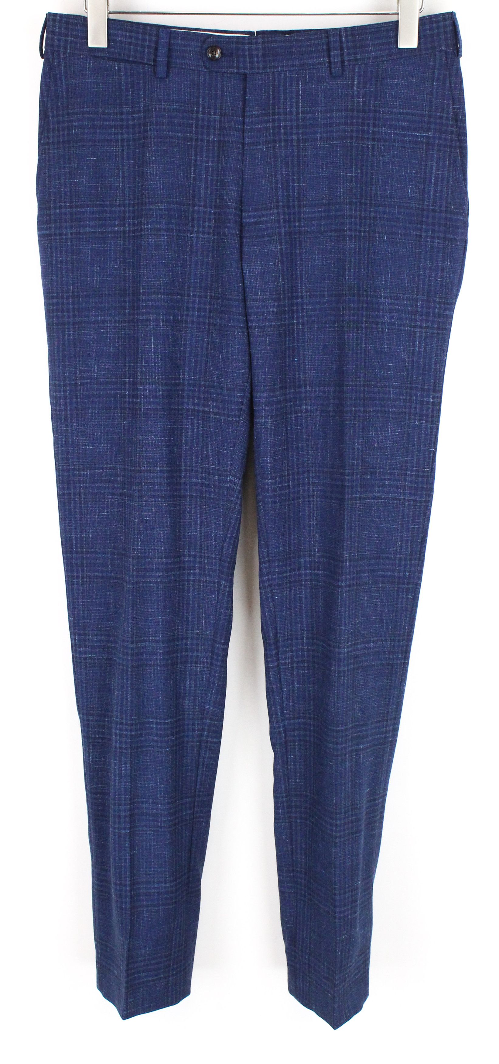 Suitsupply HAVANA UK36R Checked Blue Wool Silk Linen Suit 54809 Size 36R - 3 Thumbnail